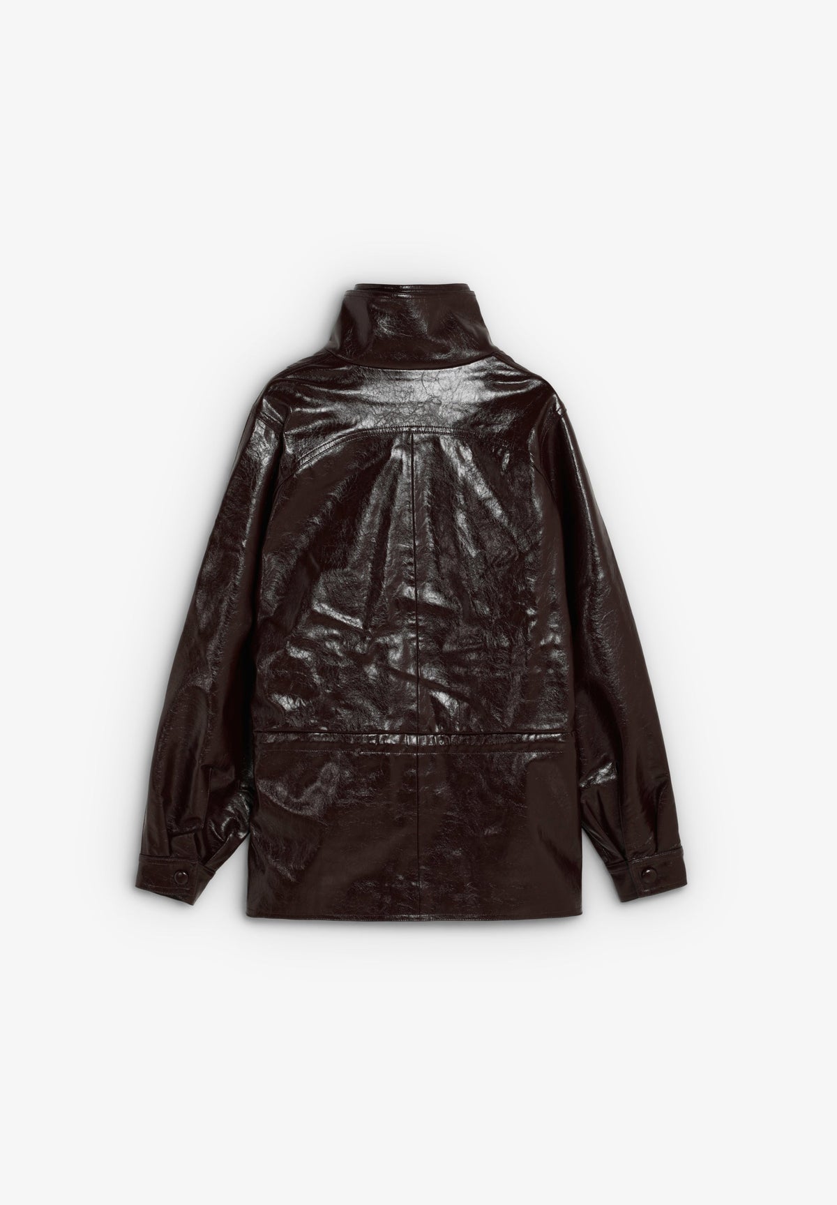 HIGH-NECKED JACKET WITH A PATENT-LEATHER FINISH