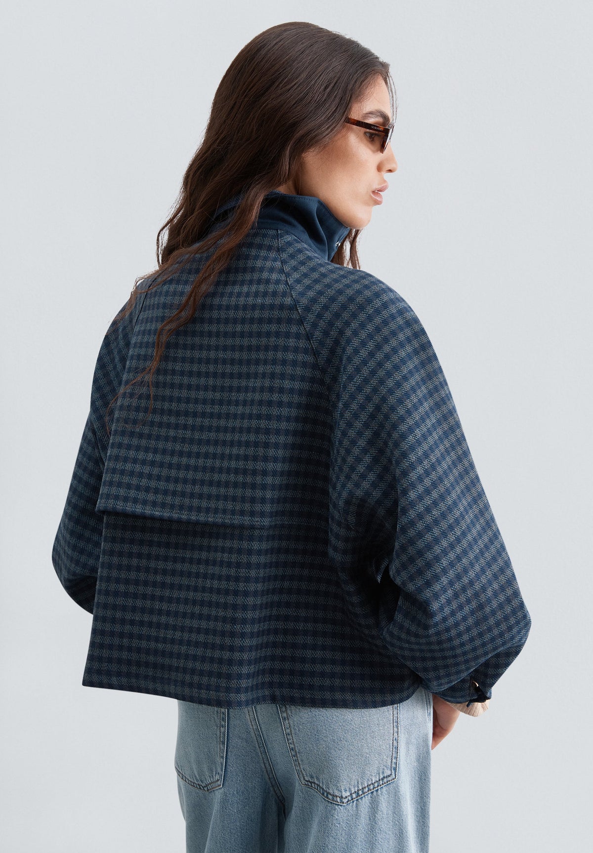 CHECKED HIGH-NECK JACKET