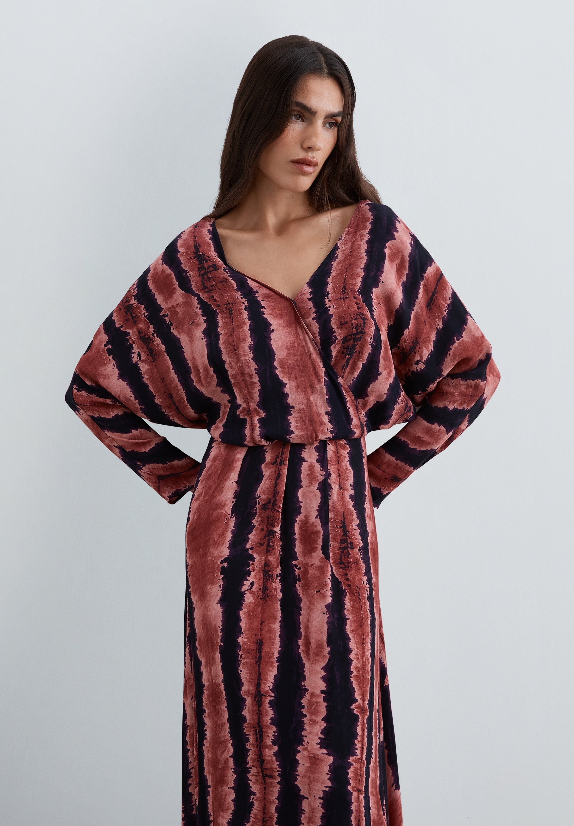 TIE-DYE PRINT MIDI DRESS