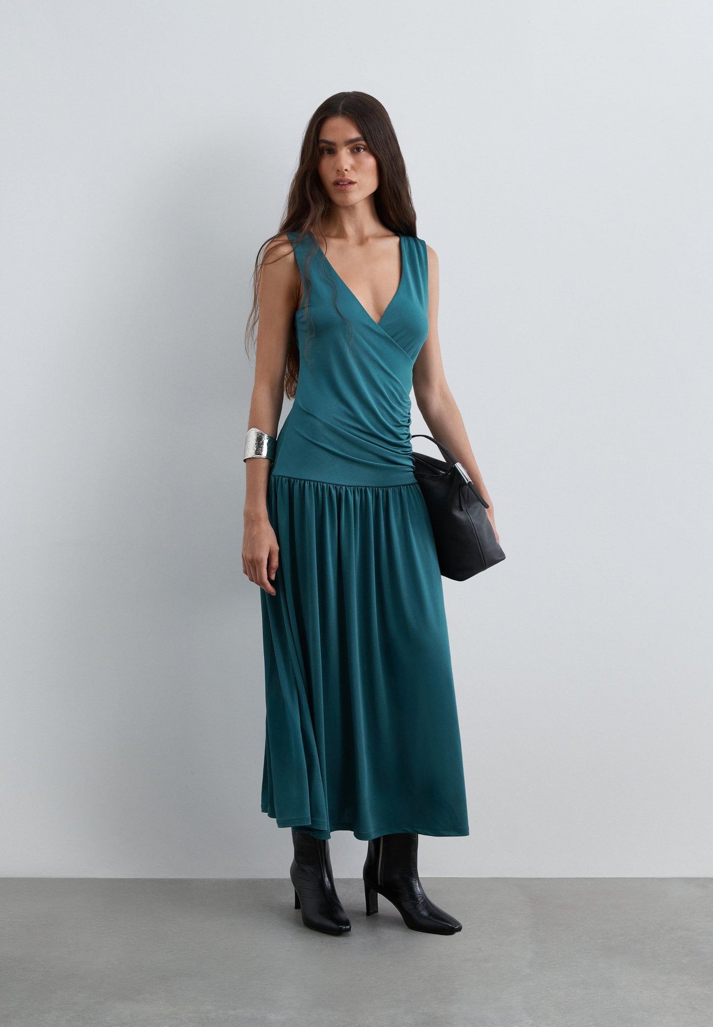 FINE-KNIT DRAPED DRESS