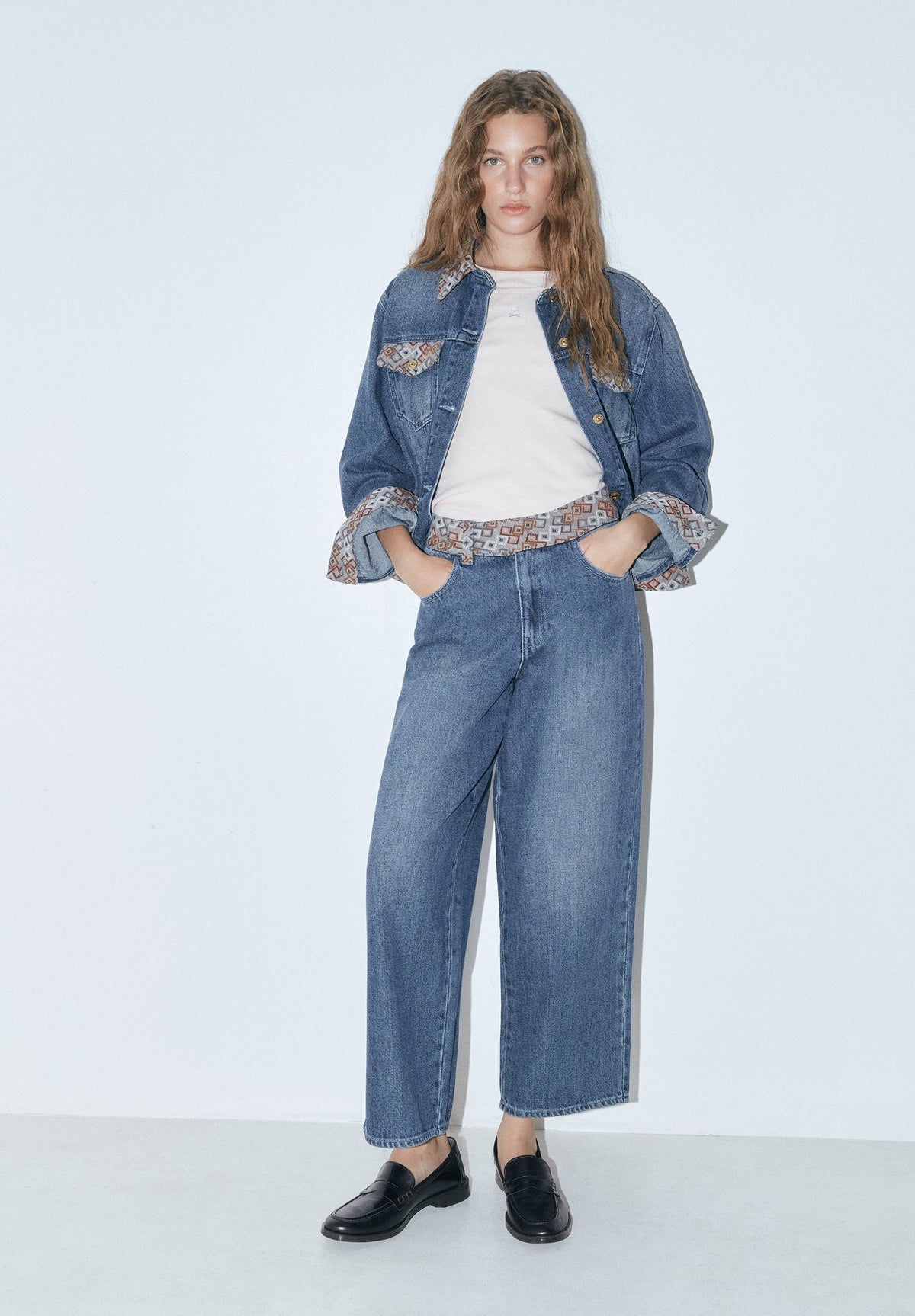 ETHNIC PRINT DENIM JACKET