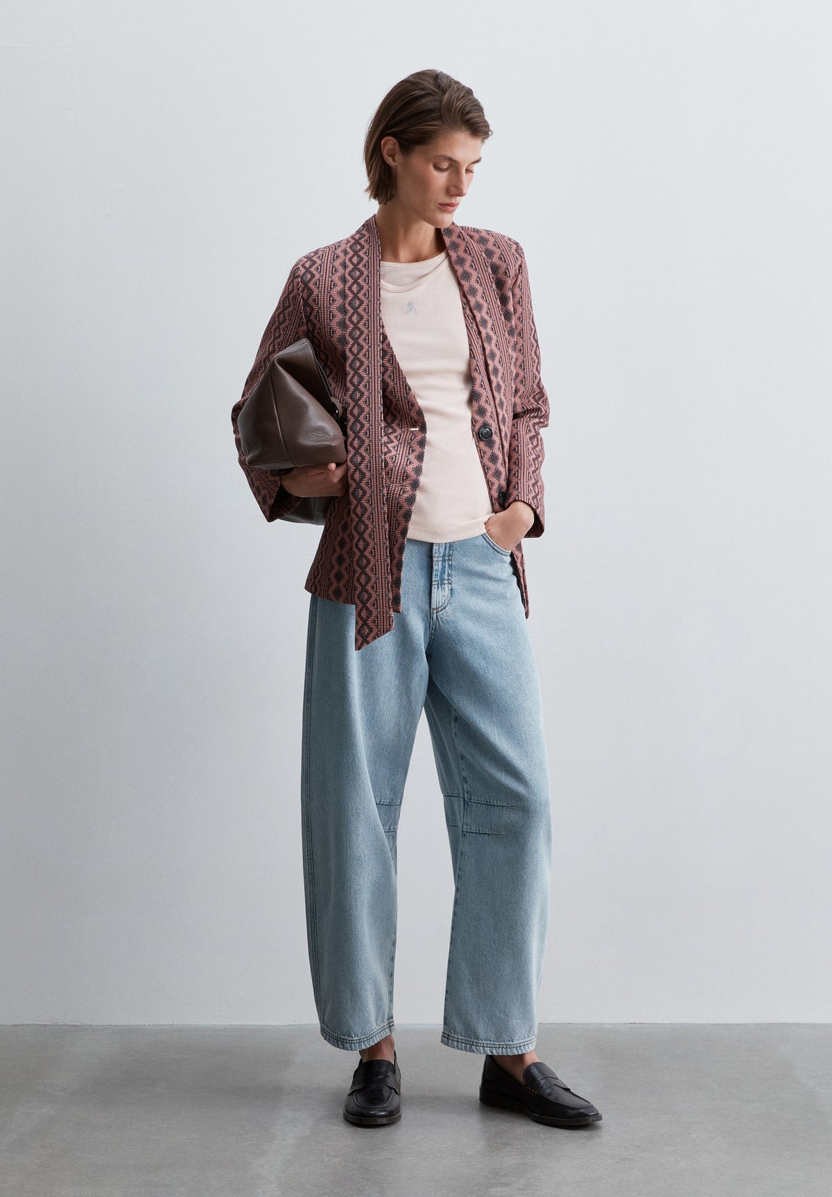 GEOMETRIC BLAZER WITH BOW