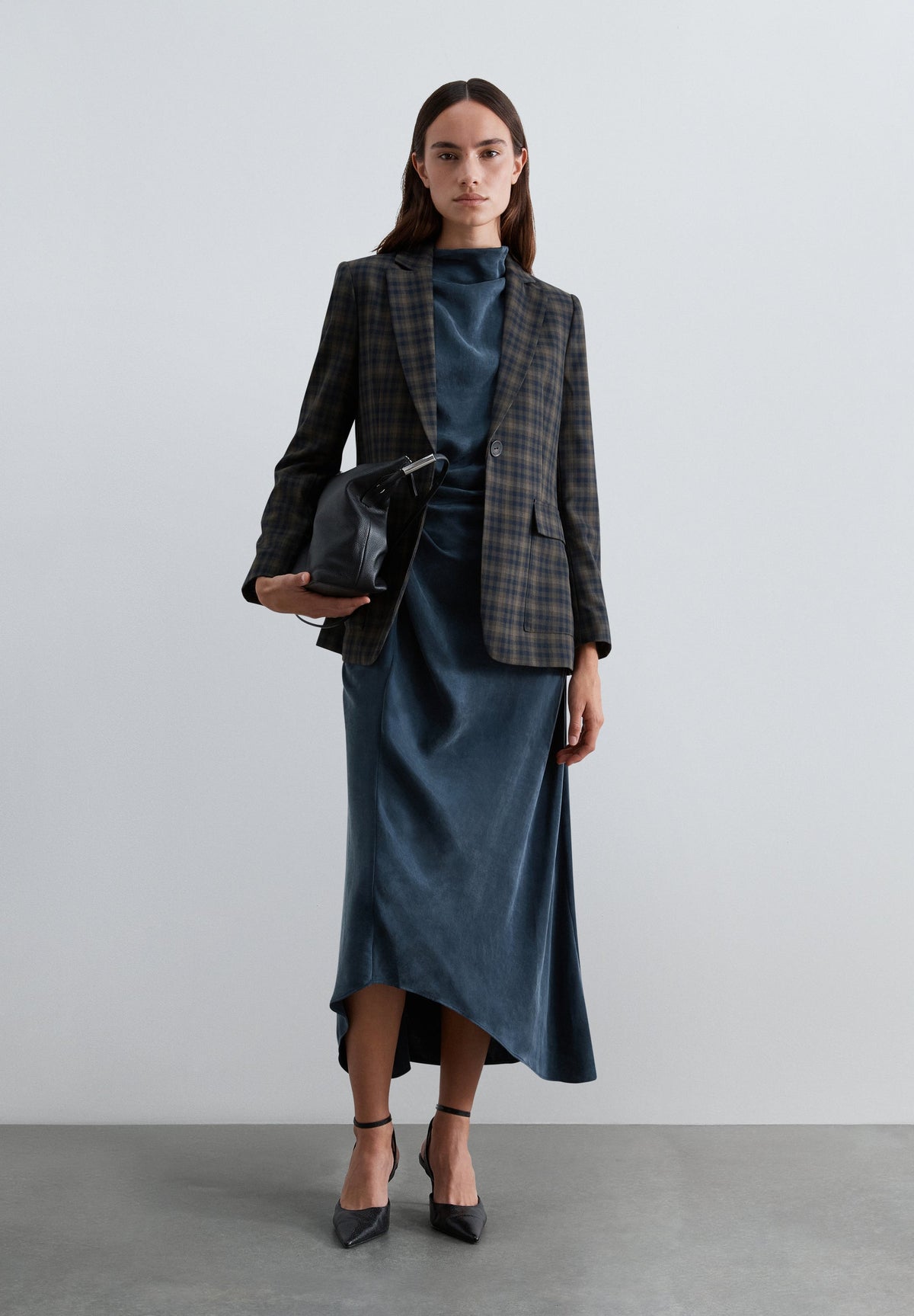 CHECK BLAZER WITH BELT