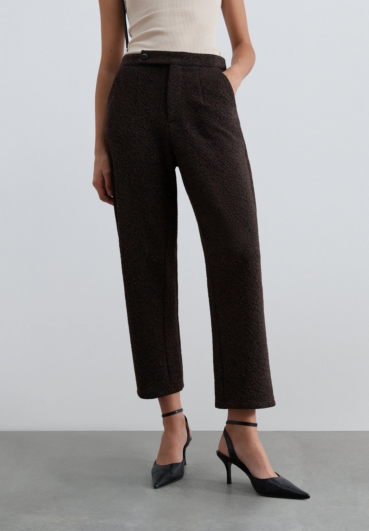STRAIGHT LUREX TROUSERS
