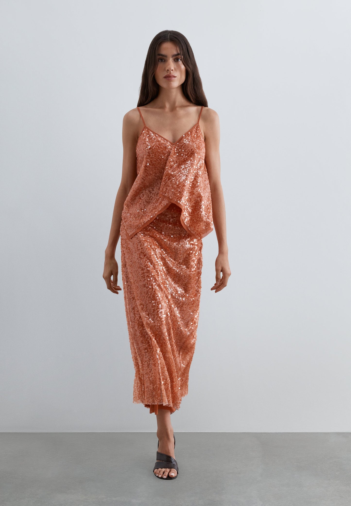 SEQUINNED MIDI SKIRT