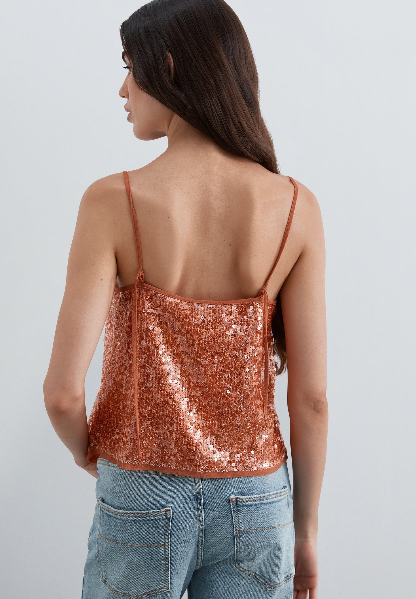 SEQUINNED TOP WITH STRAPS