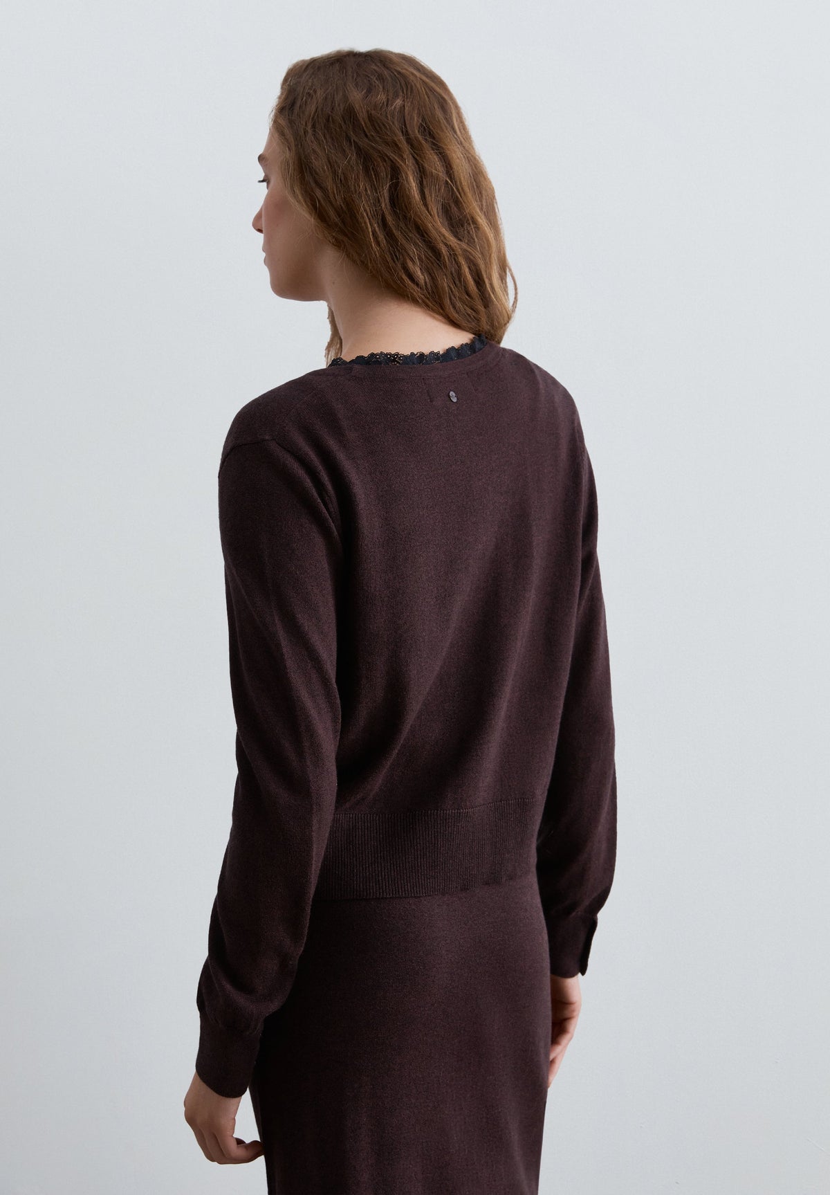WOOL CARDIGAN WITH LACE