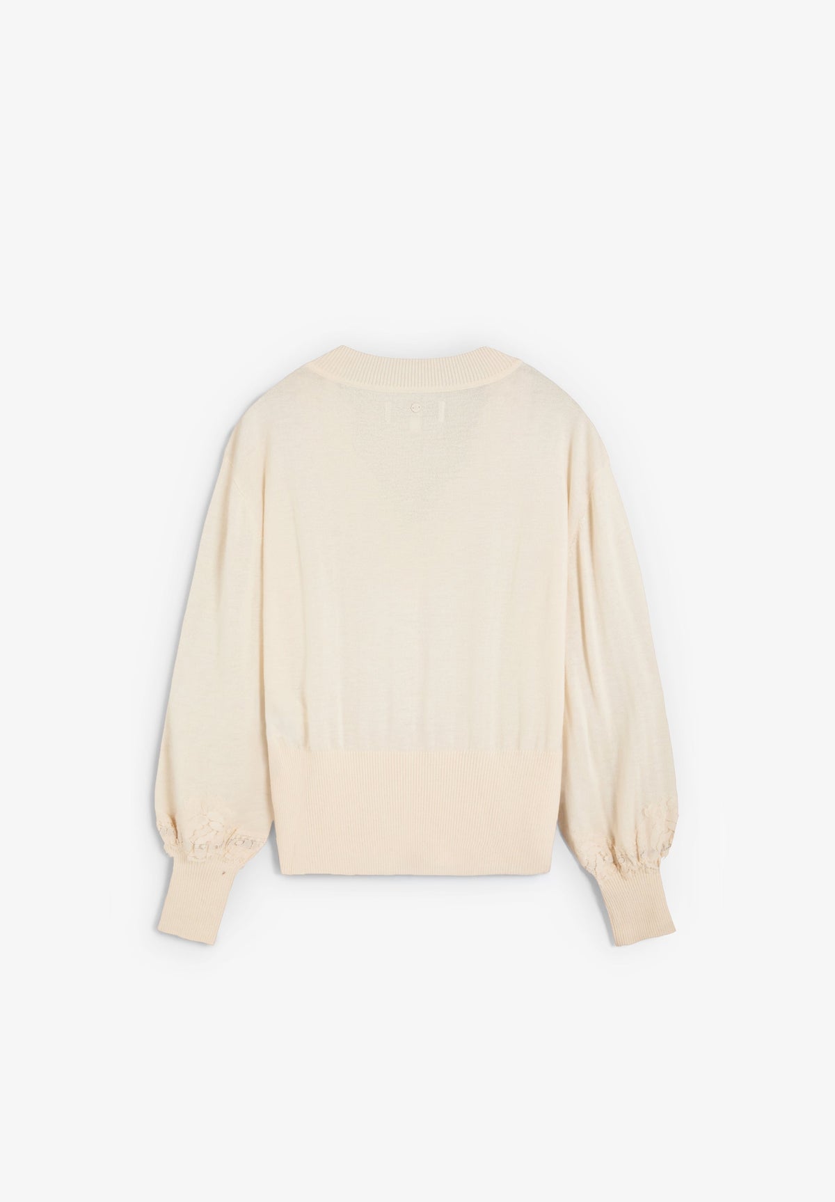 V-NECK SWEATER WITH LACE DETAIL