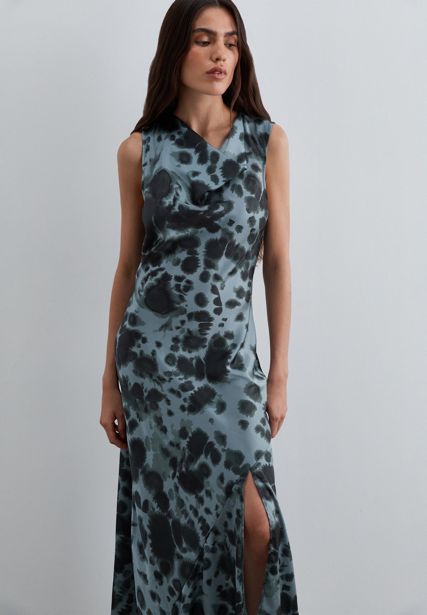 PRINTED SATIN DRESS