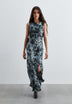 PRINTED SATIN DRESS