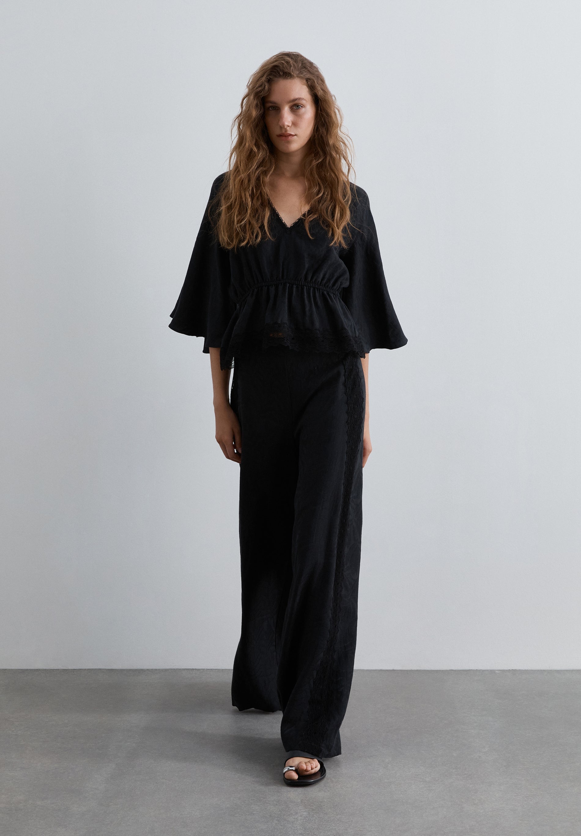 FLOWING TROUSERS WITH SIDE LACE DETAIL