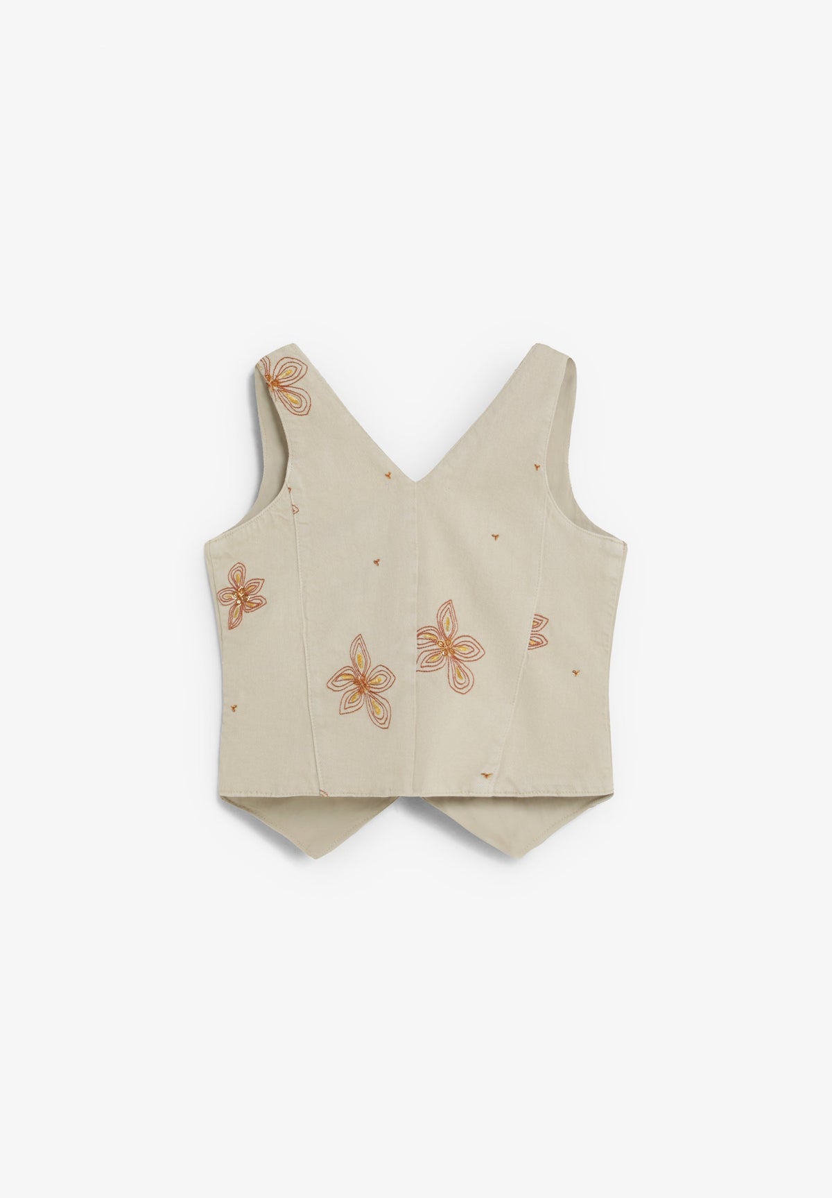 FLORAL EMBROIDERY DENIM WAISTCOAT