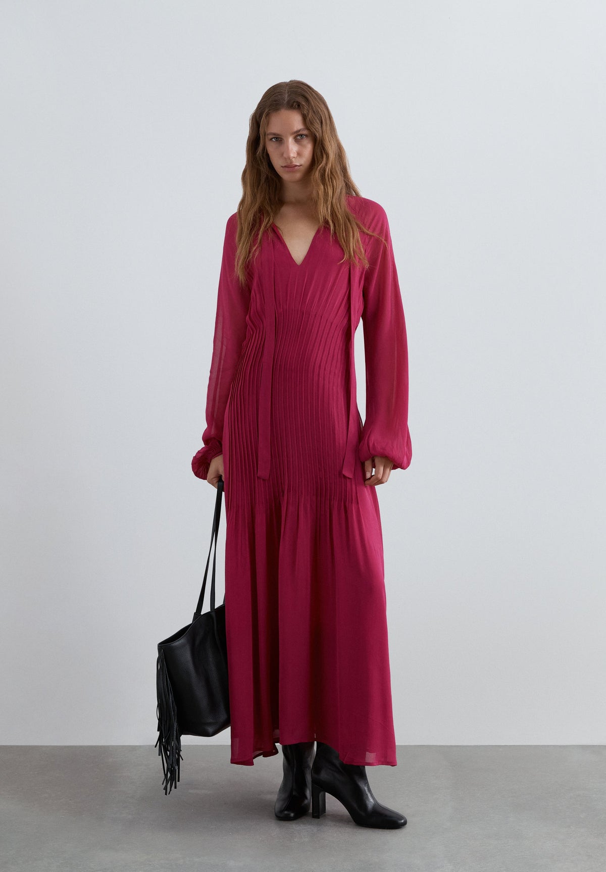 PLEATED BODICE DRESS