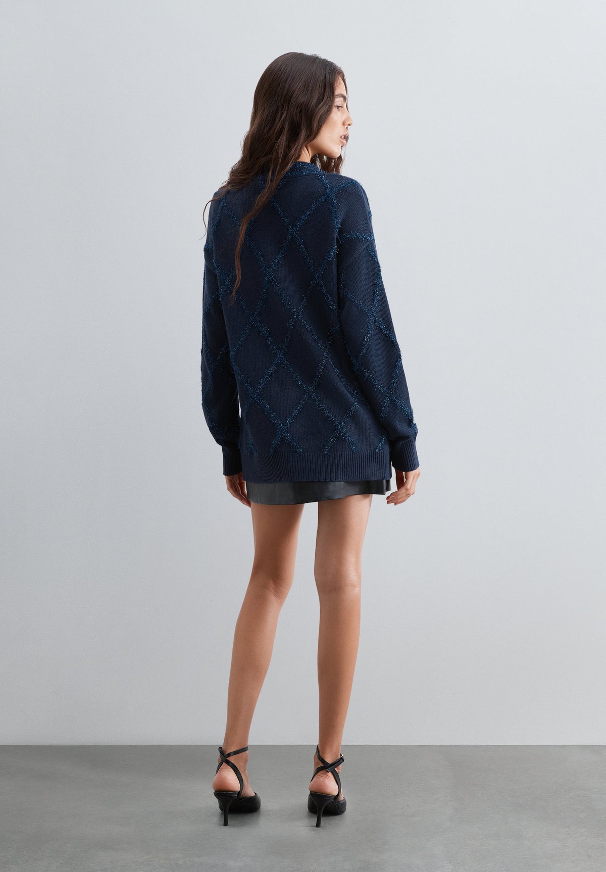 LUREX ARGYLE CARDIGAN
