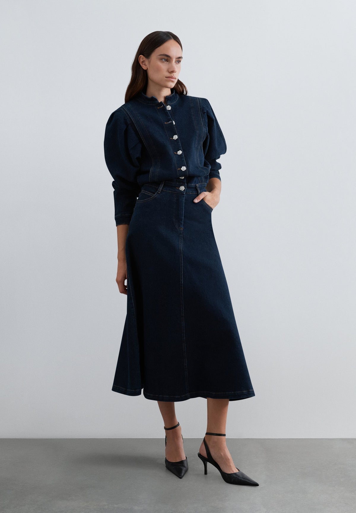 WIDE SLEEVE DENIM DRESS