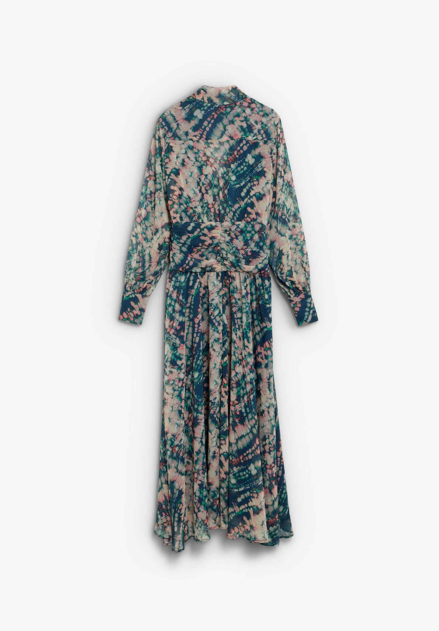 PRINTED DRAPED-WAIST DRESS