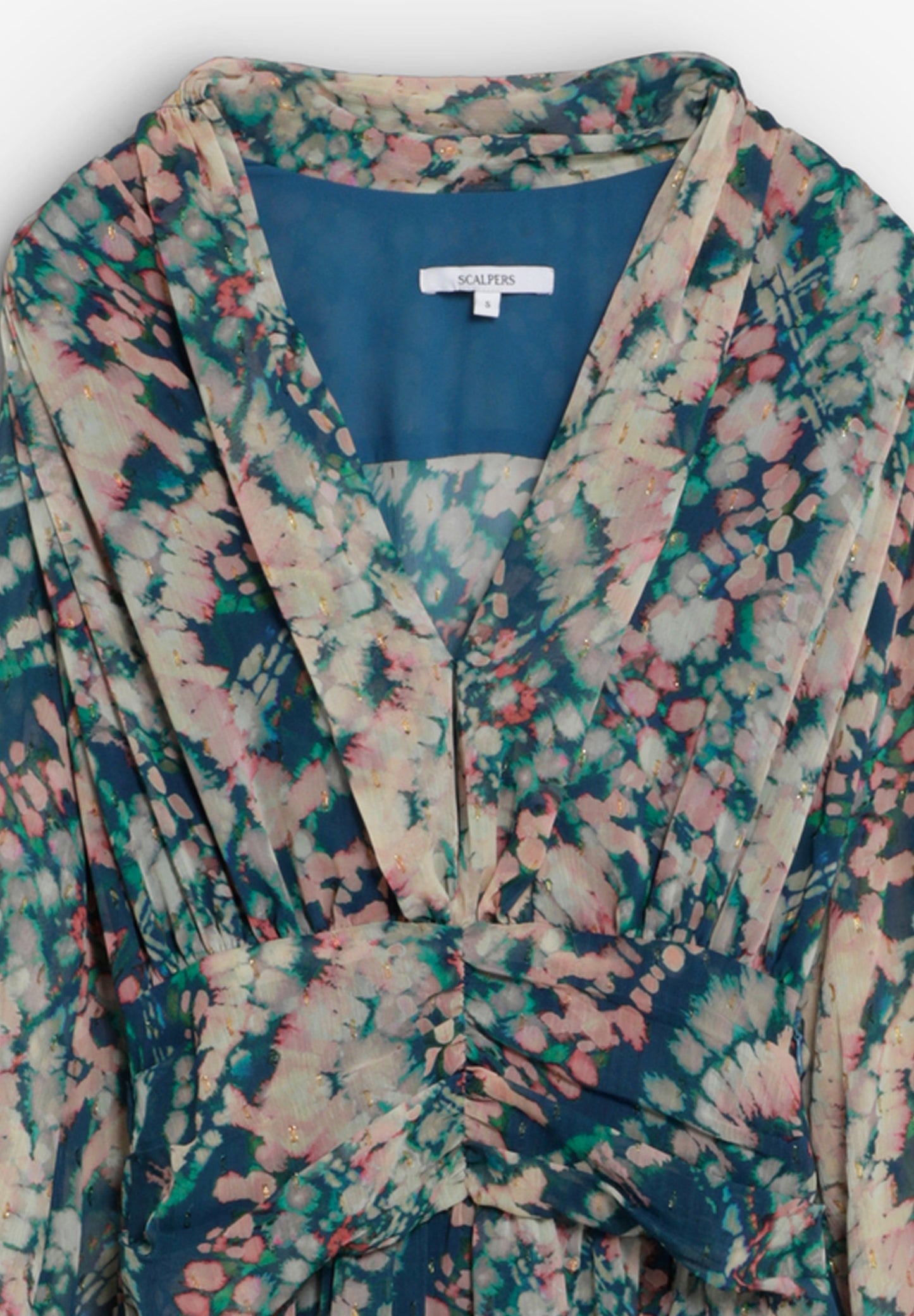 PRINTED DRAPED-WAIST DRESS