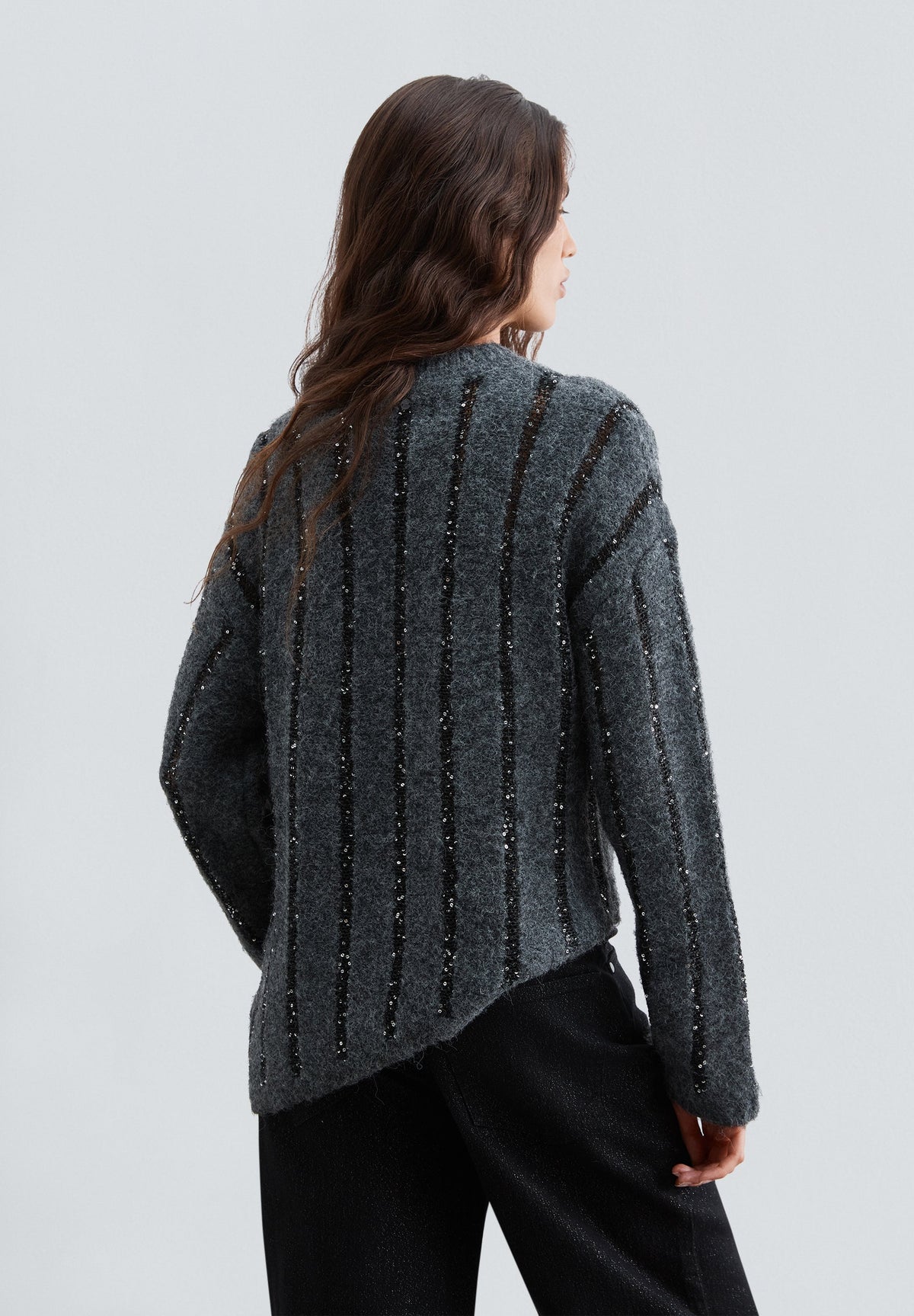 STRIPED SEQUINNED SWEATER