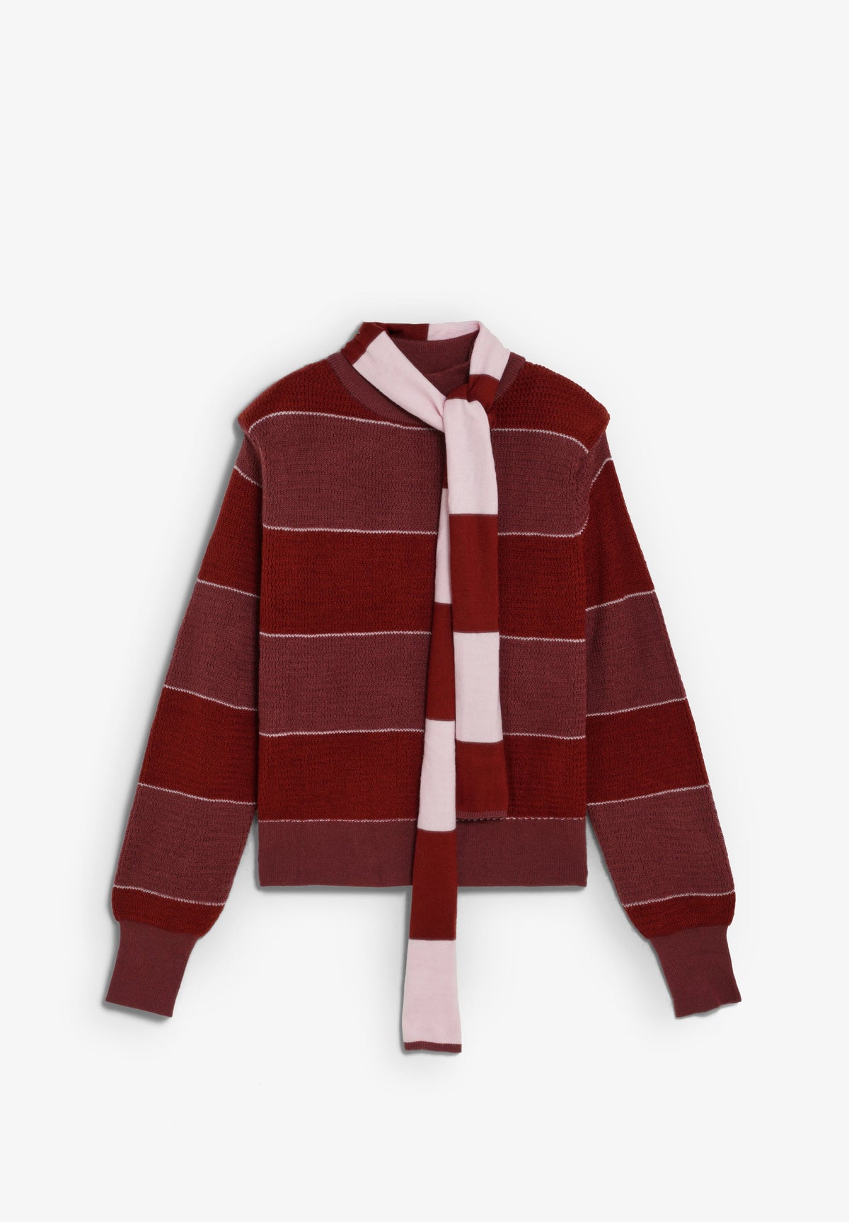 STRIPED SWEATER WITH SCARF