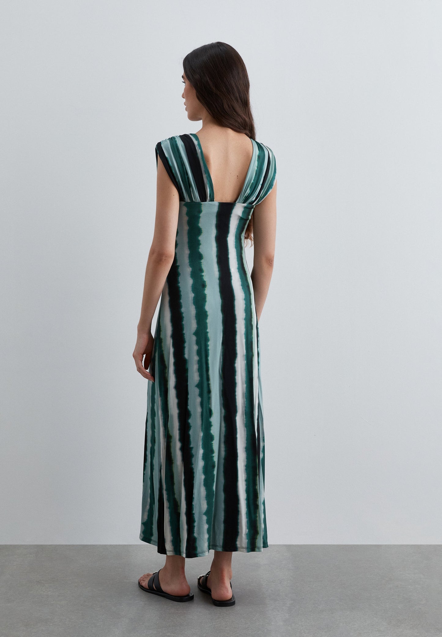 DRAPED TIE-DYE PRINT DRESS