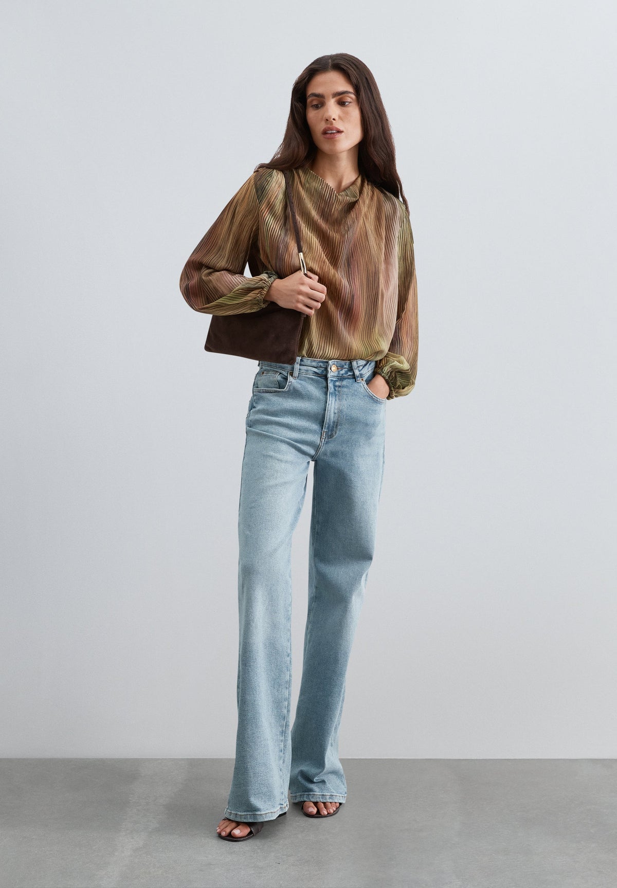 MULTICOLOURED PLEATED BLOUSE