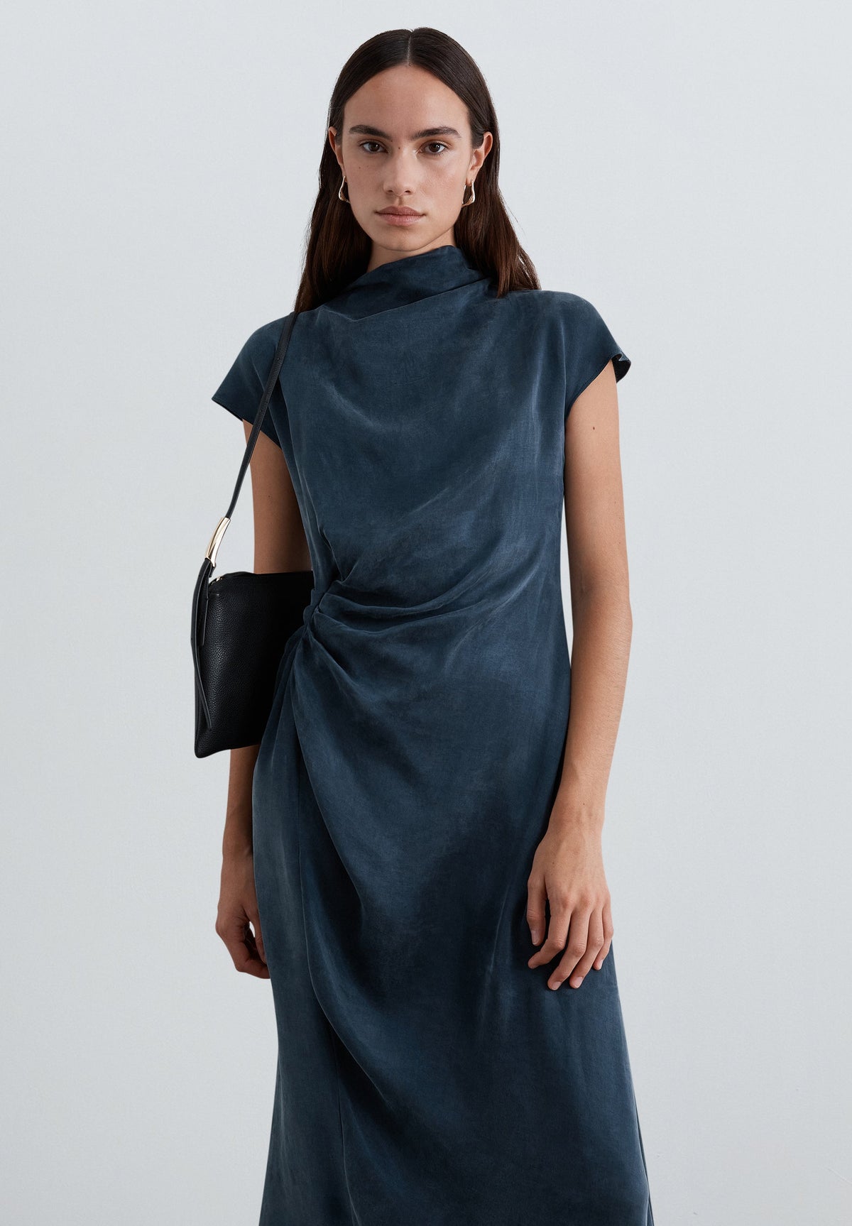 FLOWING DRAPED SIDE DRESS