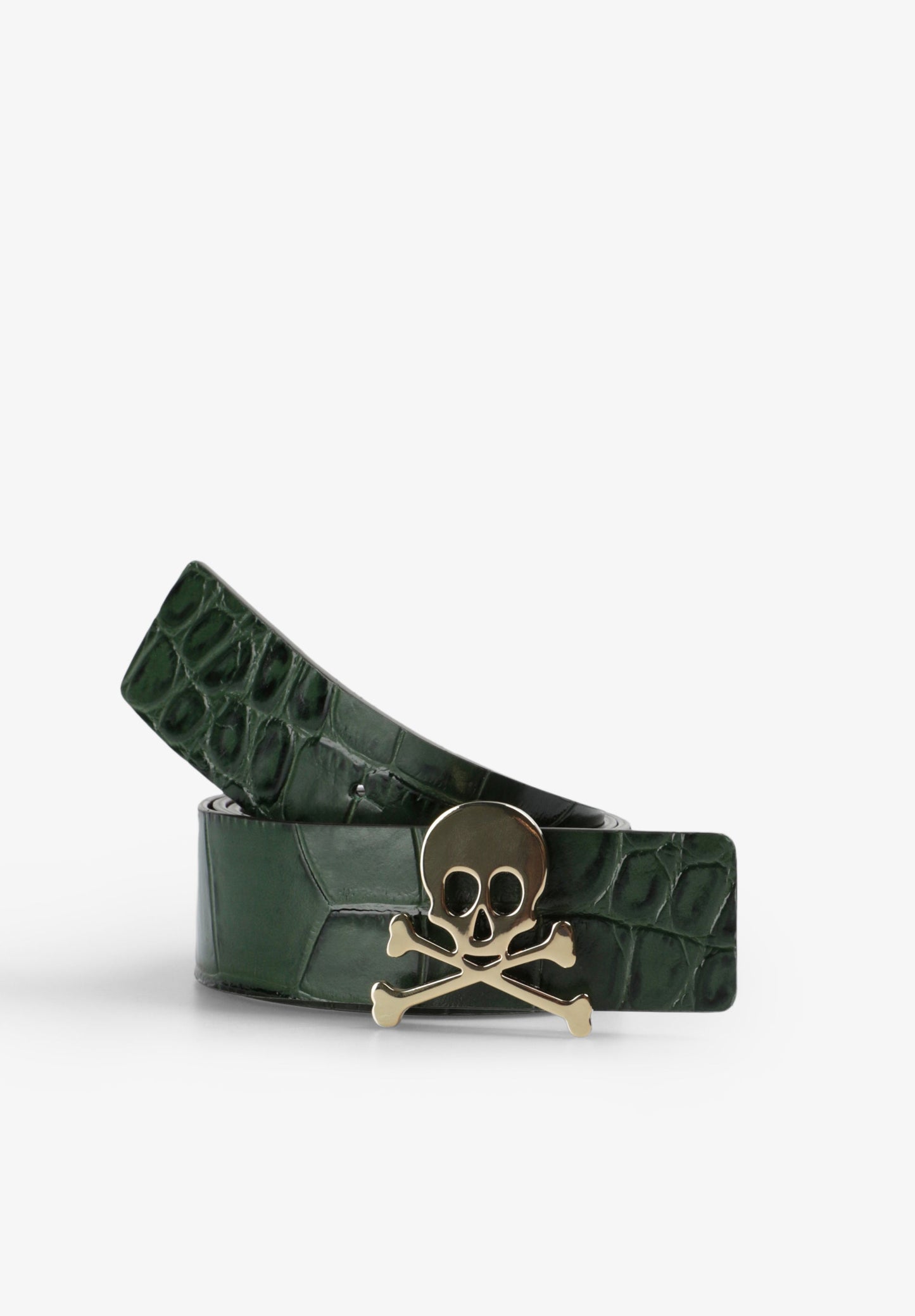 REVERSIBLE LEATHER BELT WITH SKULL