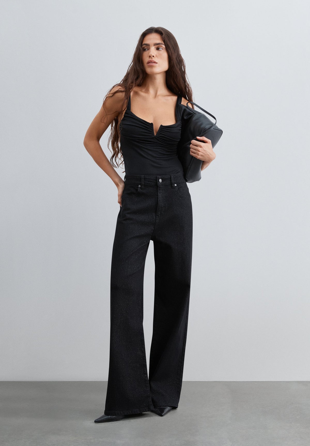 WIDE LEG GLITTER JEANS