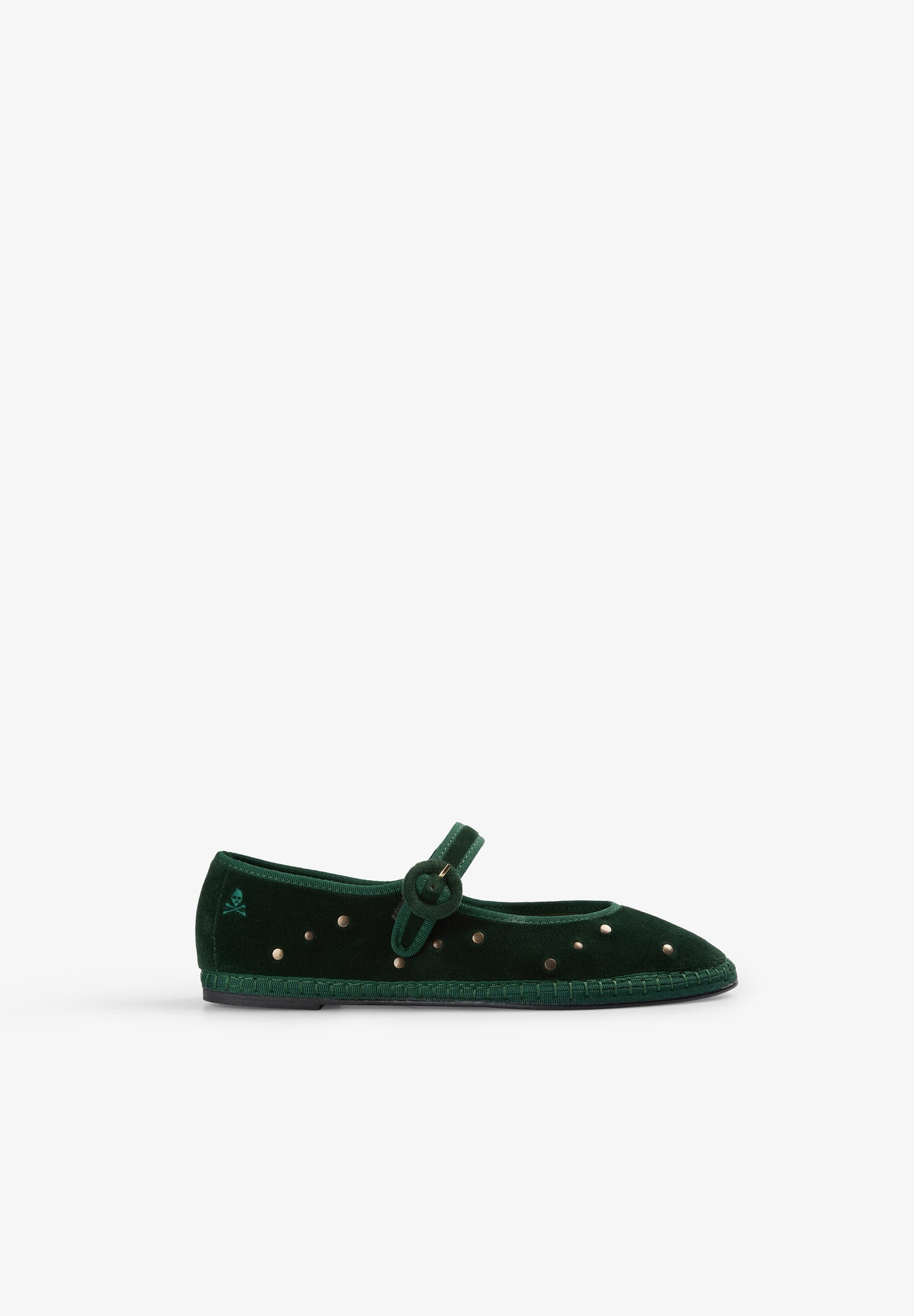 STUDDED VELVET BALLET FLATS