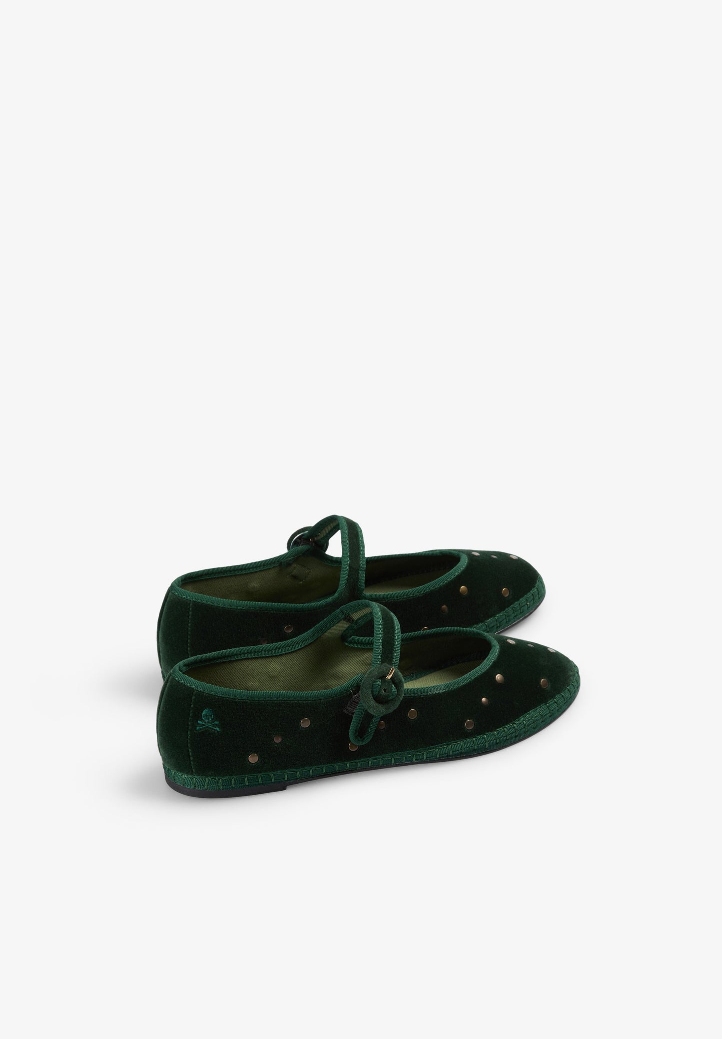 STUDDED VELVET BALLET FLATS