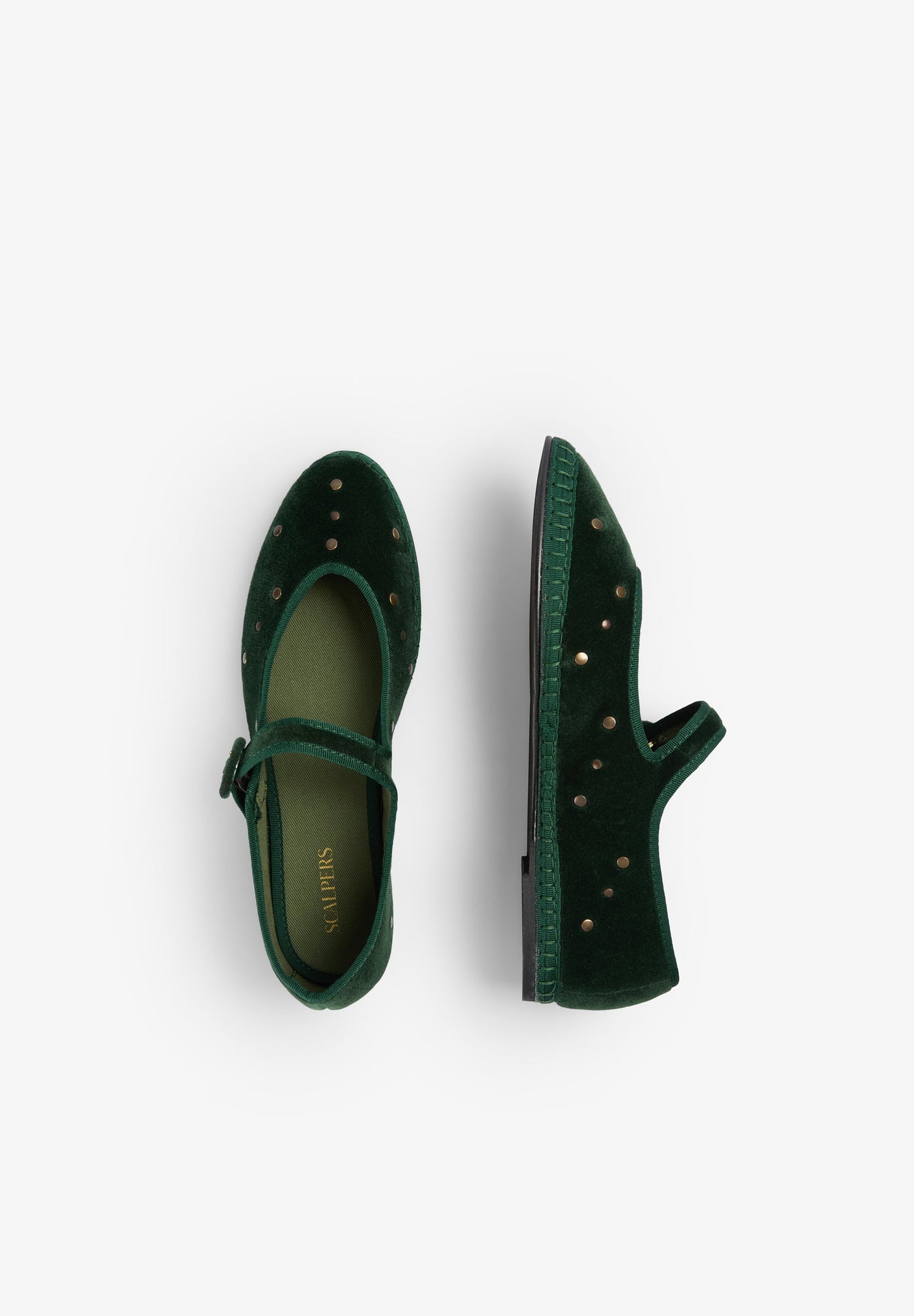 STUDDED VELVET BALLET FLATS