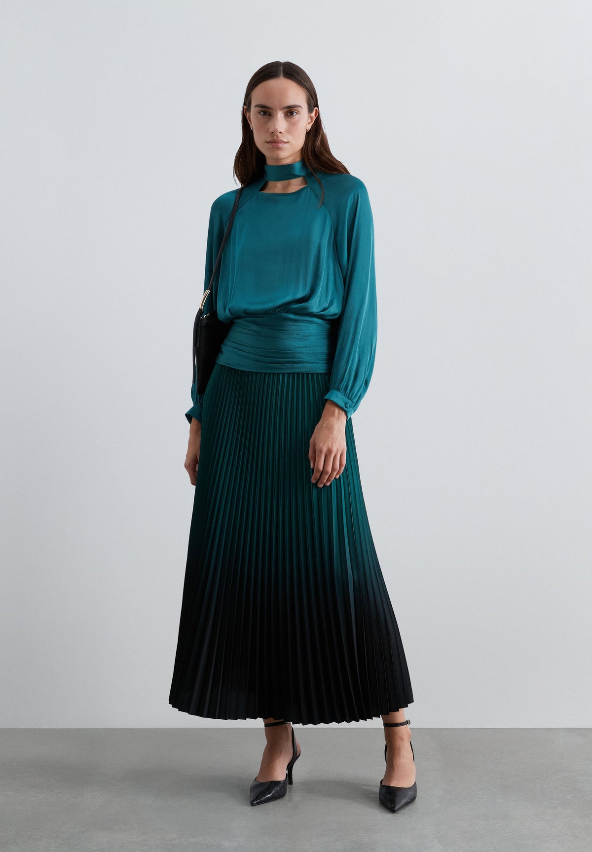 SATIN CUT-OUT BLOUSE