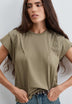 PLEATED DETAIL T-SHIRT WITH STUDS