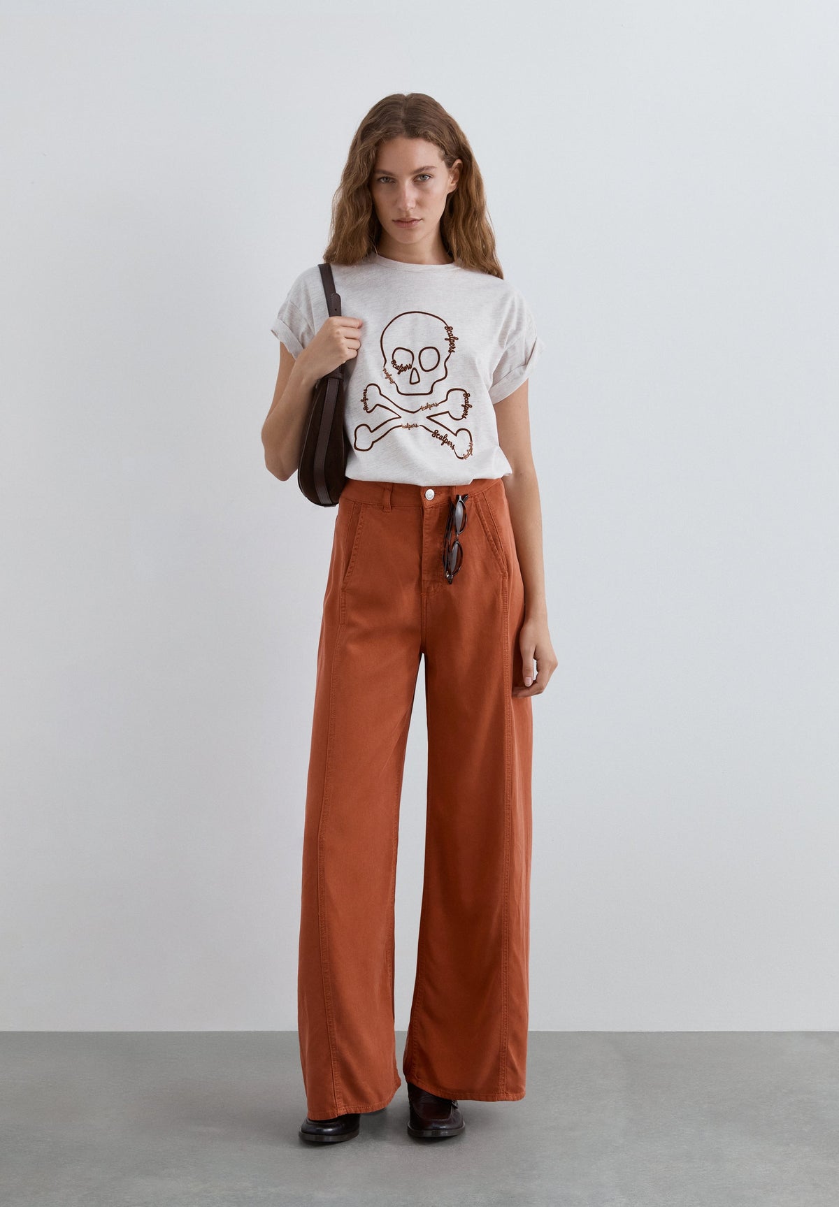 RELAXED T-SHIRT WITH PRINTED SKULL