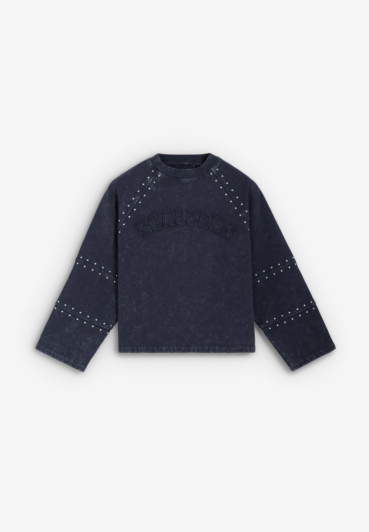 SWEATSHIRT WITH STUDS AND LOGO PATCH