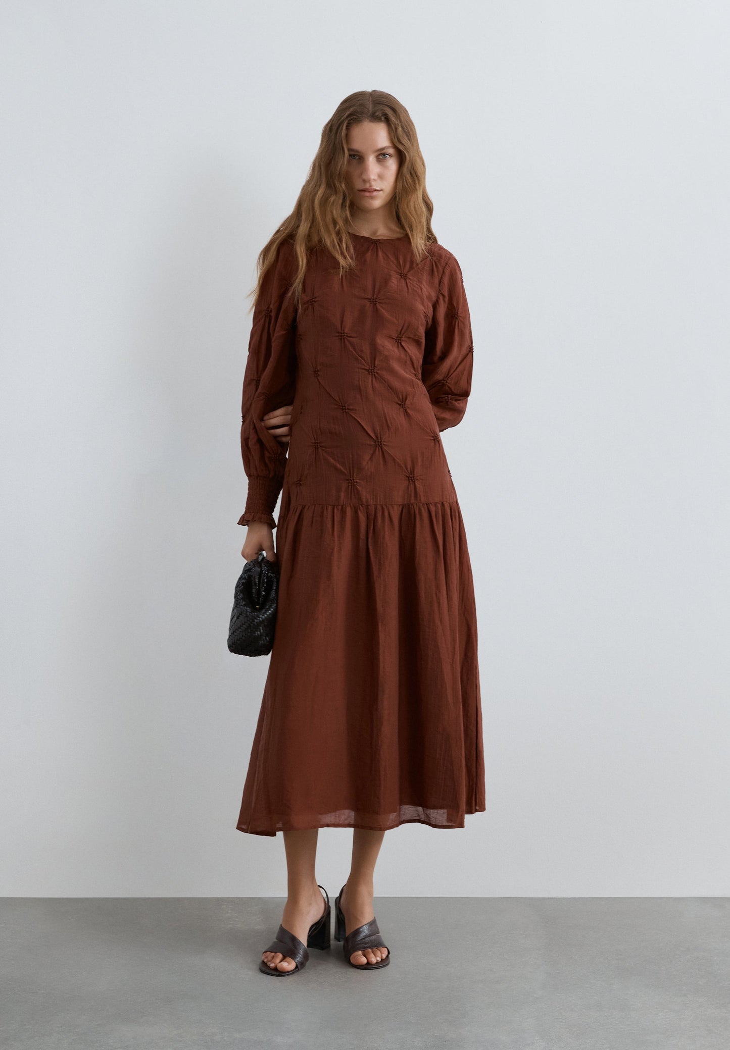 LONG SLEEVE RUCHED DRESS