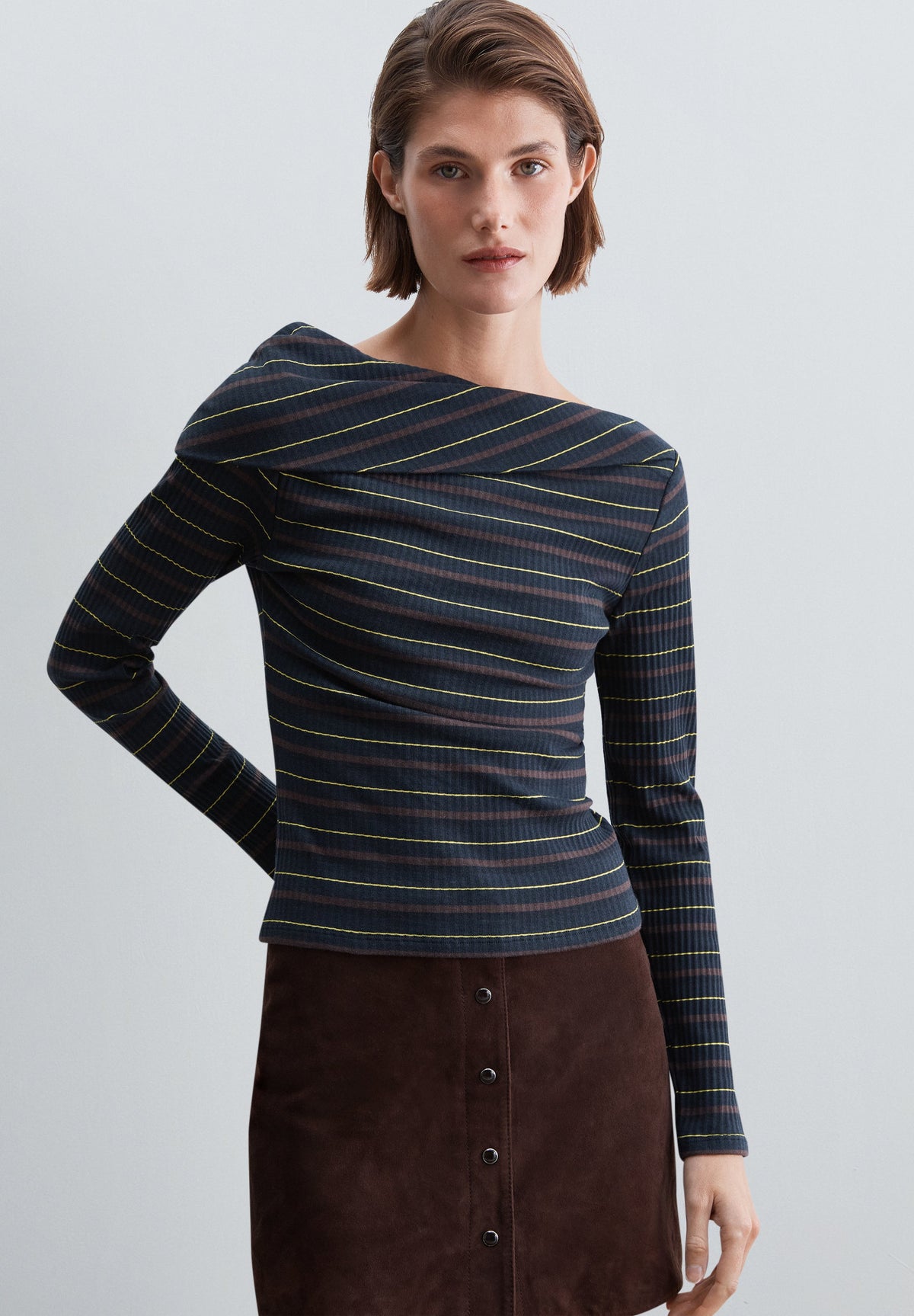 STRIPED RIBBED T-SHIRT