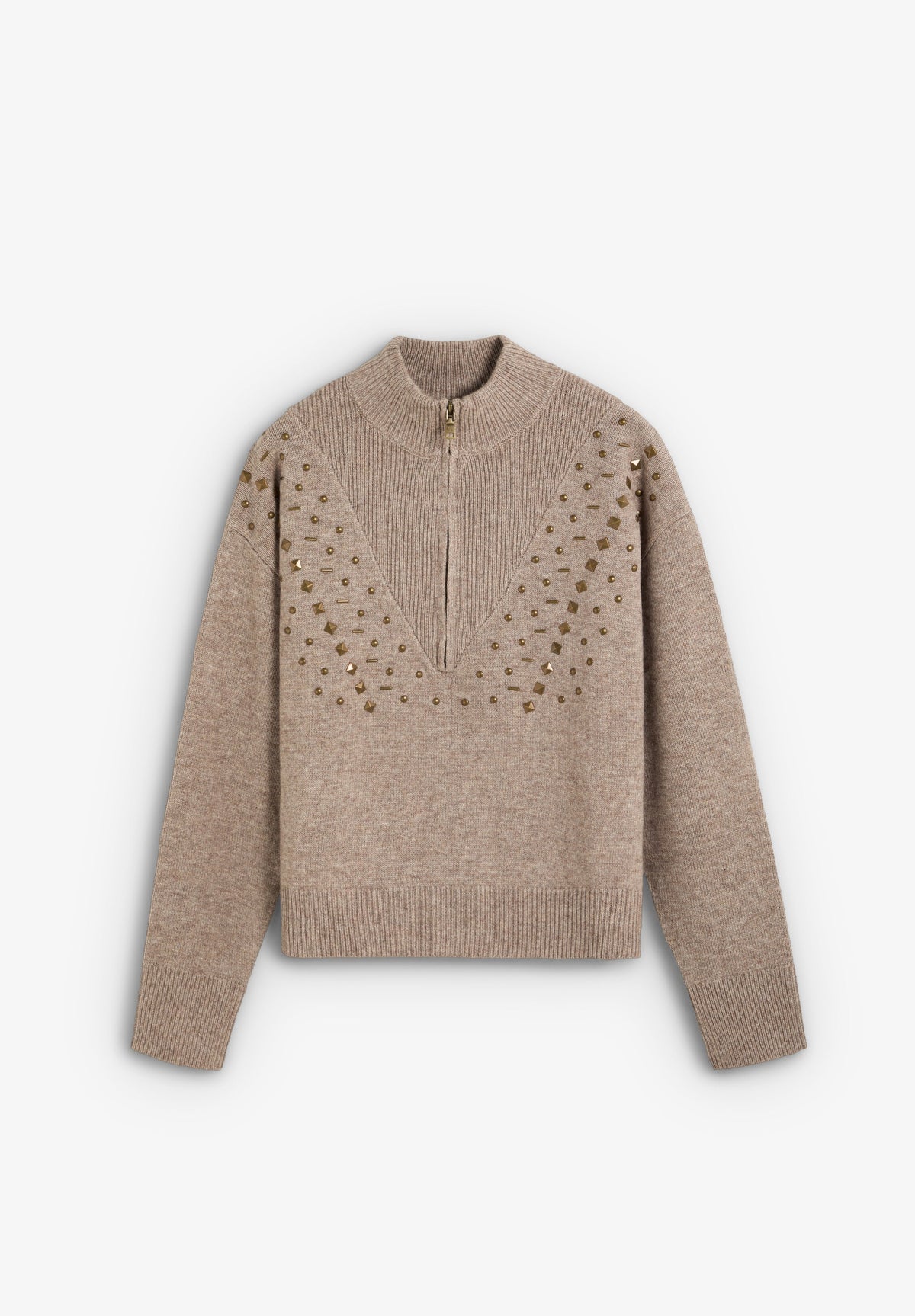 HALF-ZIP SWEATER WITH STUDS