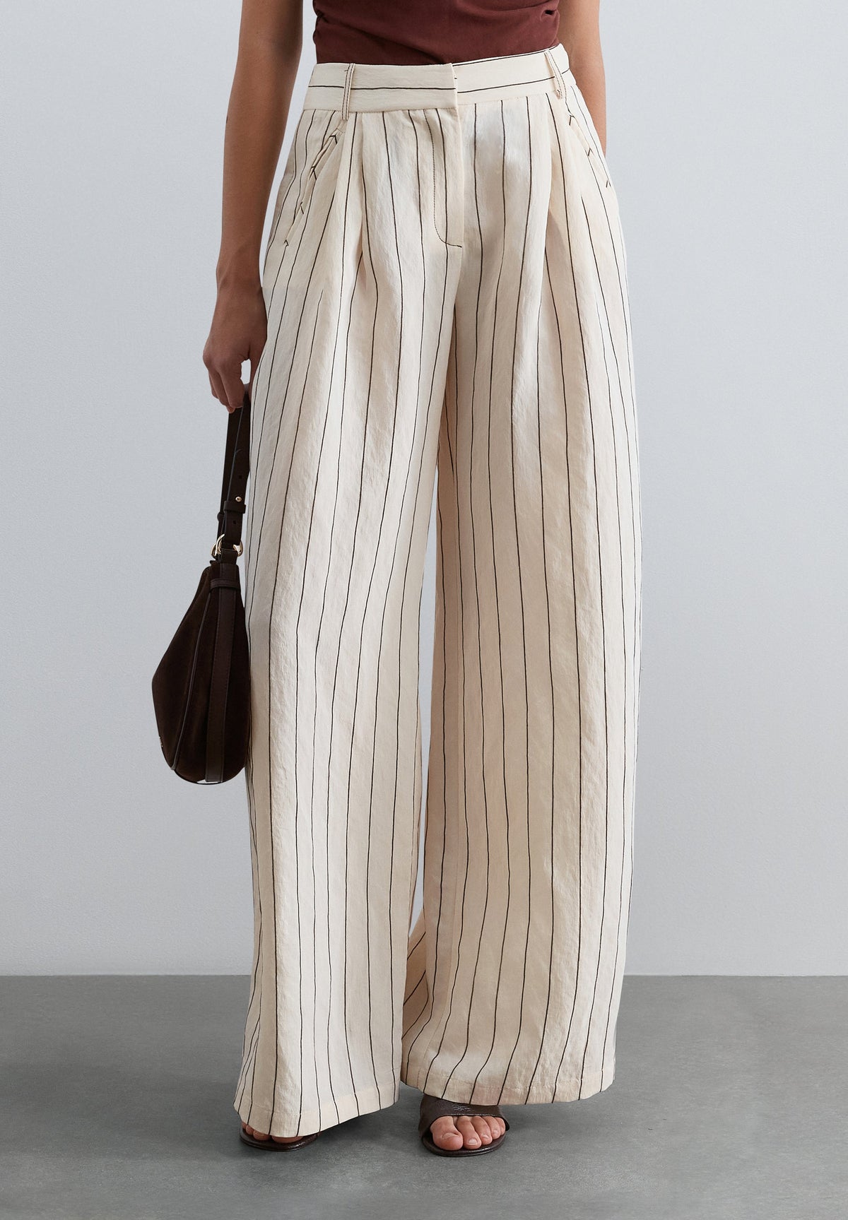 STRIPED WIDE LEG TROUSERS
