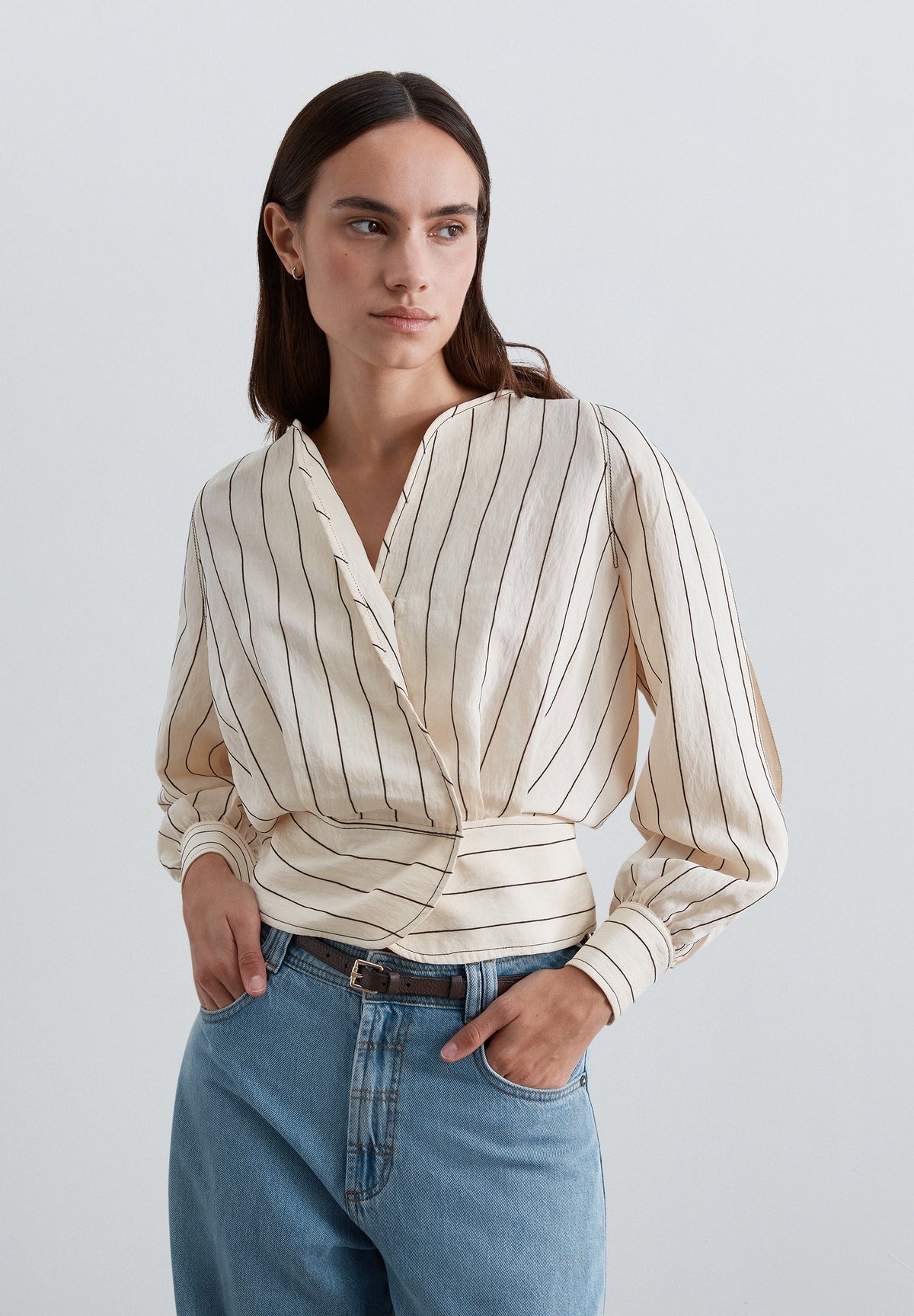 STRIPED WRAP SHIRT
