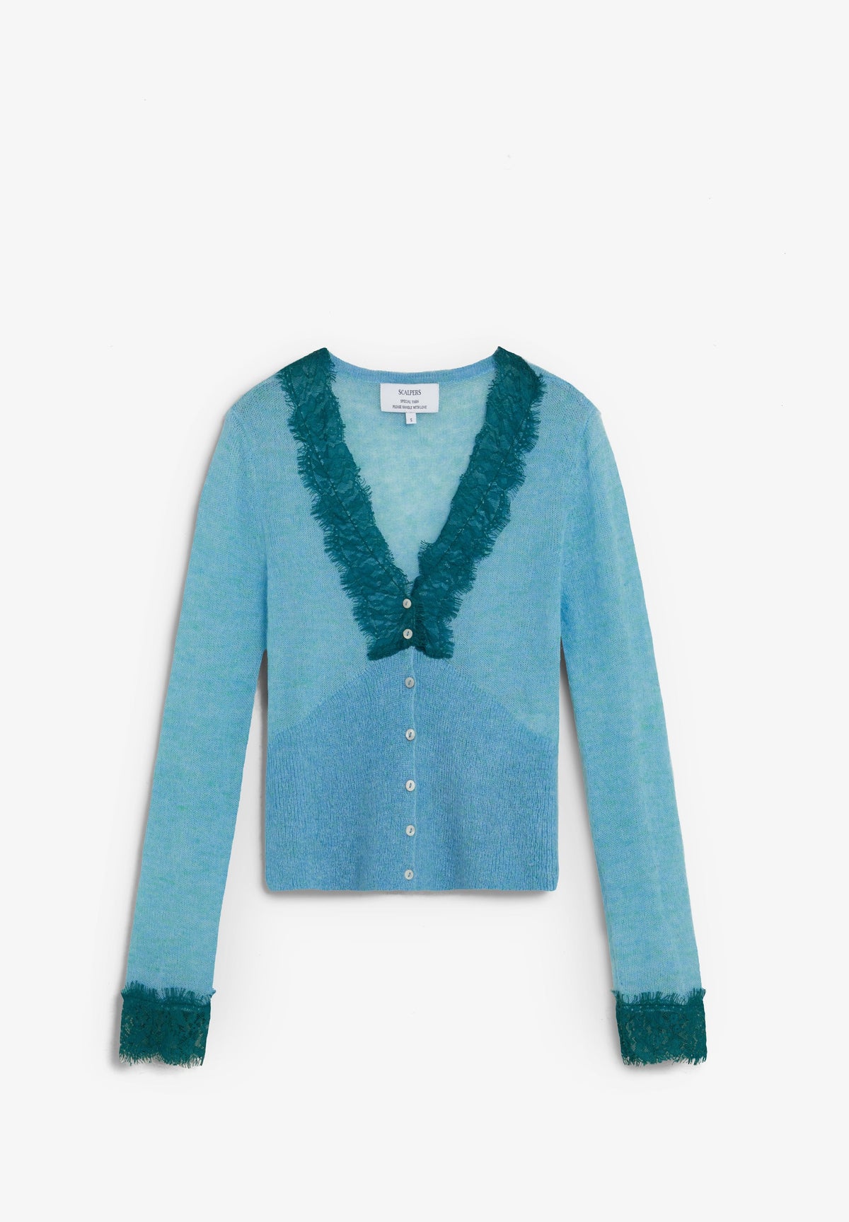 LACE TRIM KNIT CARDIGAN