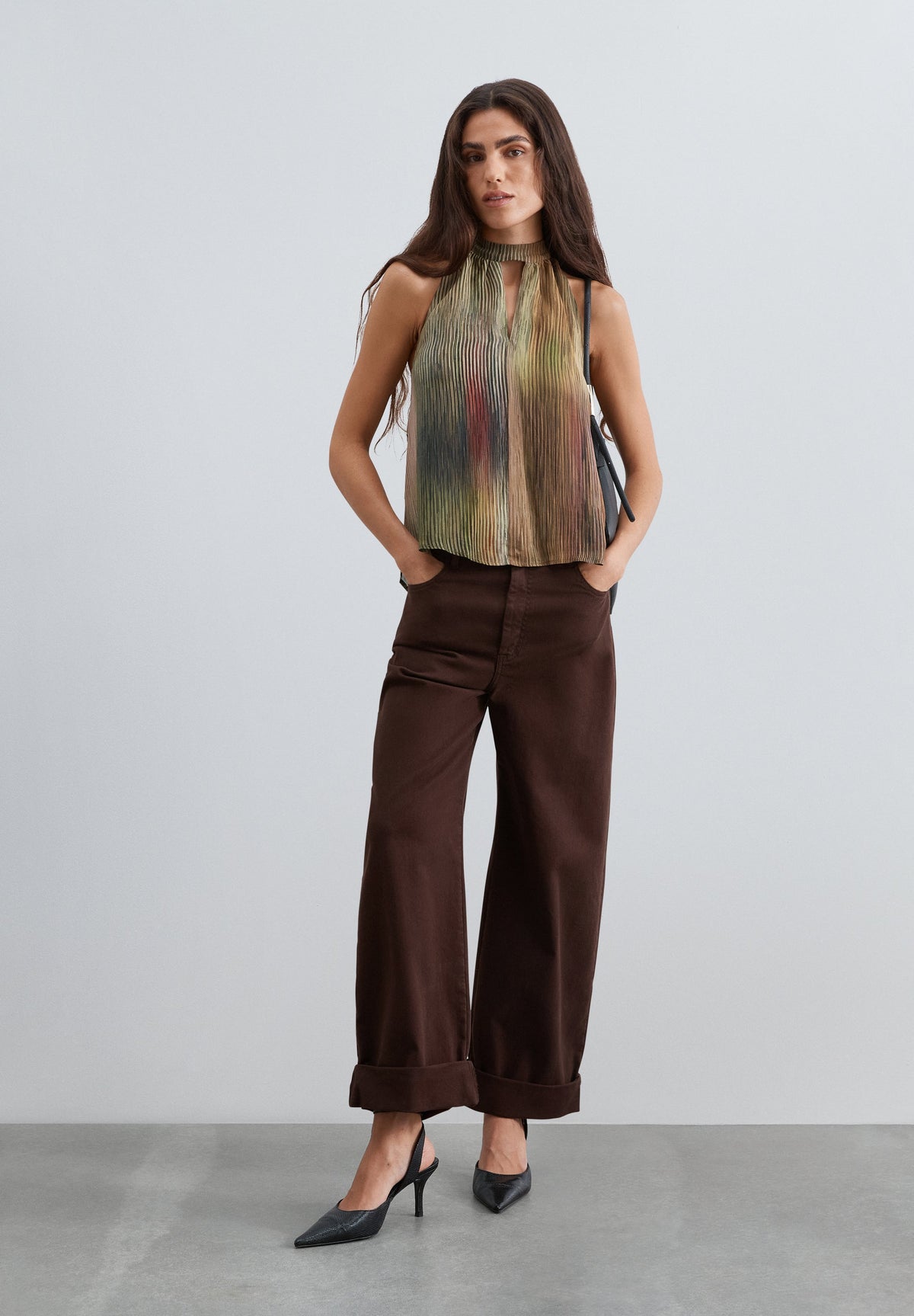 MULTICOLOURED PLEATED TOP