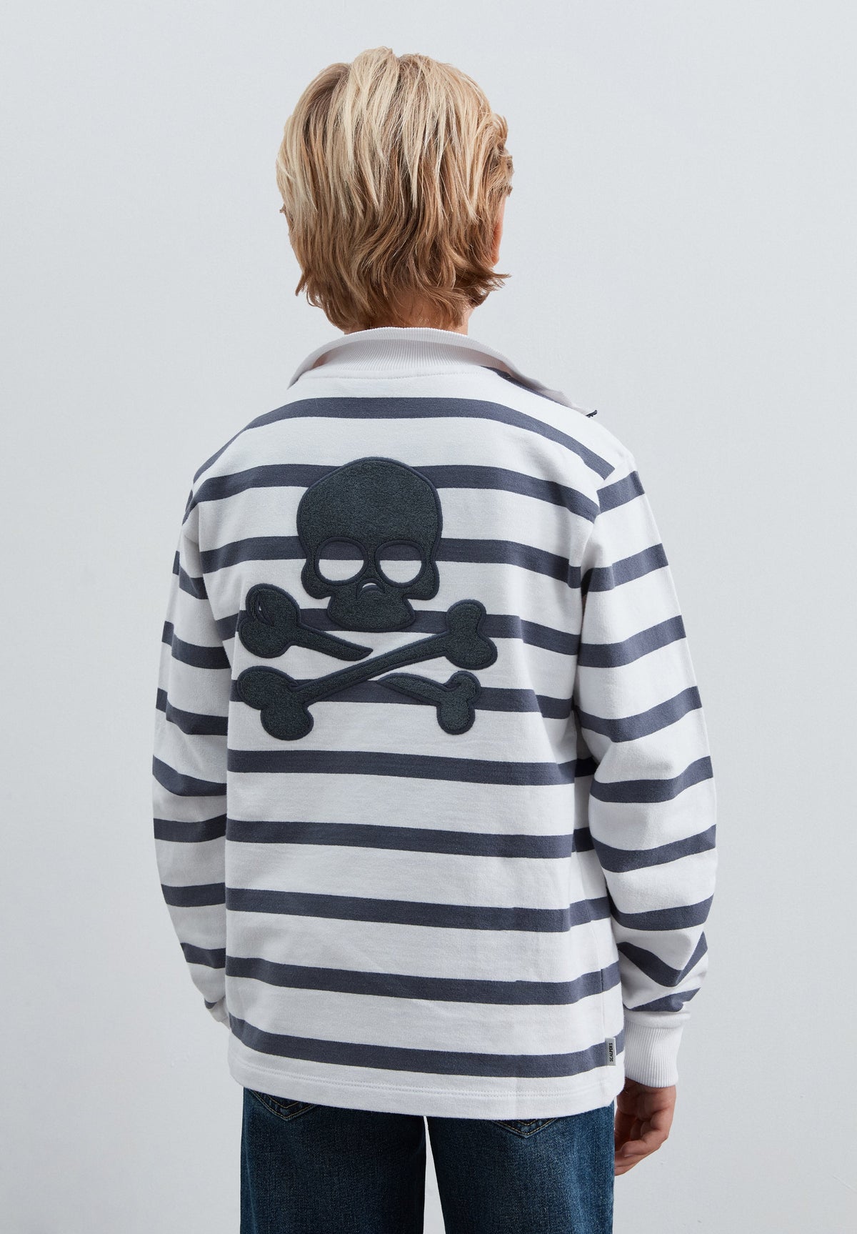 STRIPED SWEATSHIRT WITH POLO SHIRT COLLAR