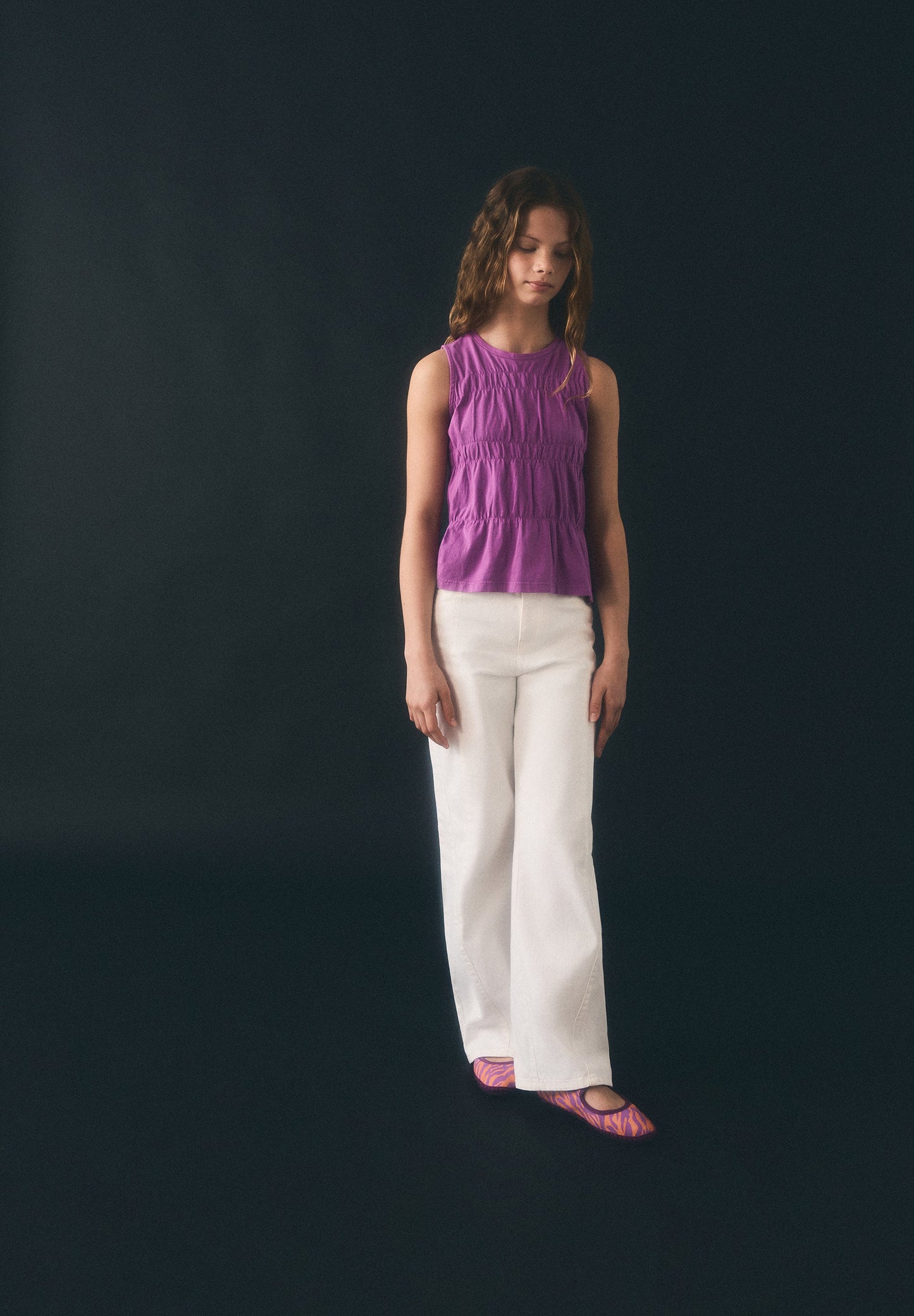 GATHERED COTTON T-SHIRT