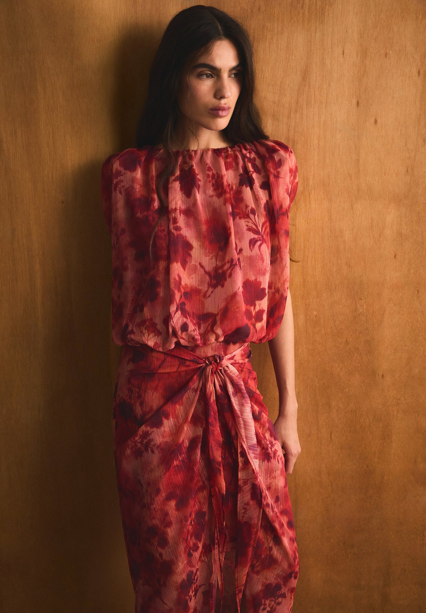 FLORAL PRINT RUCHED TOP