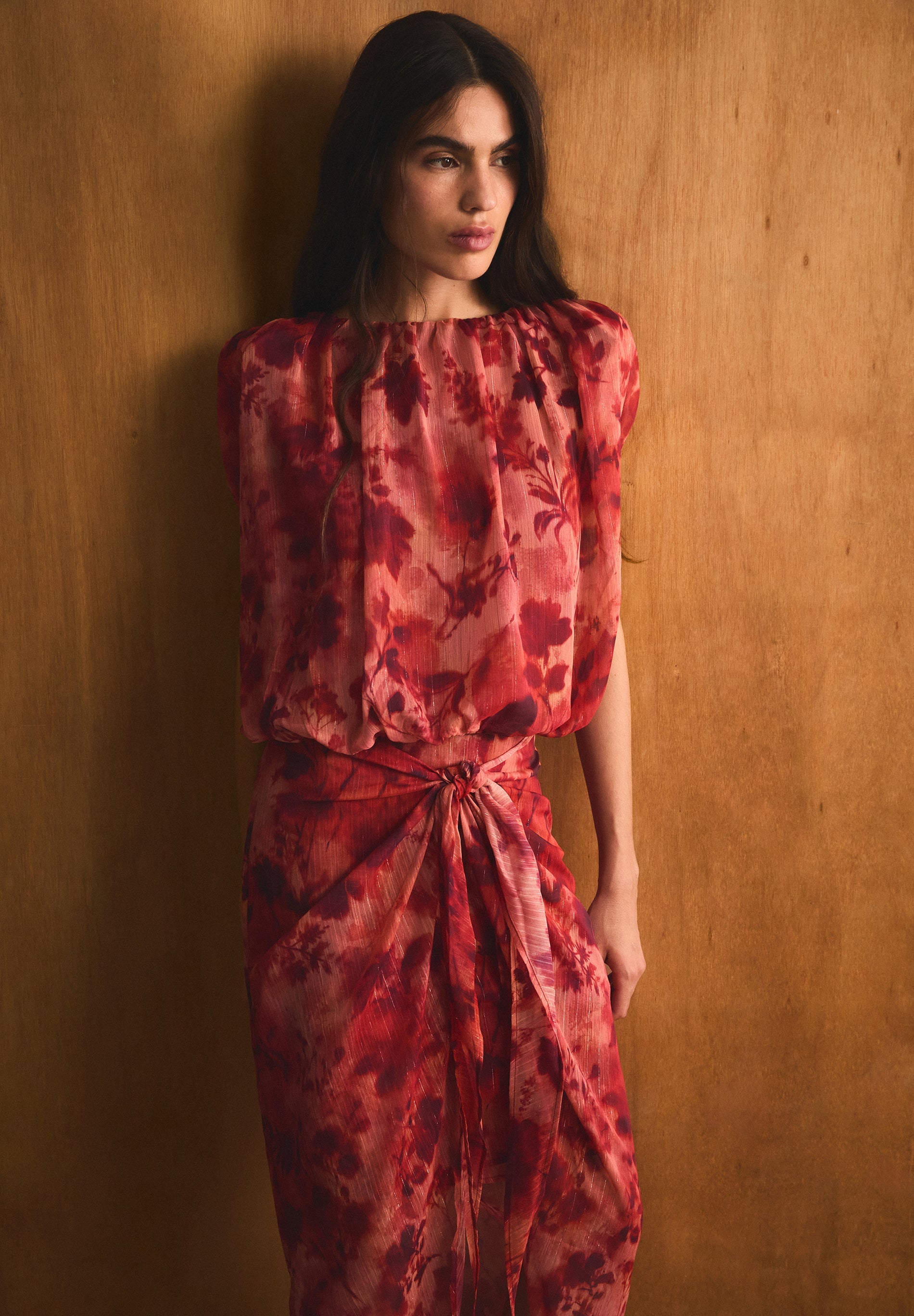 FLORAL PRINT RUCHED TOP