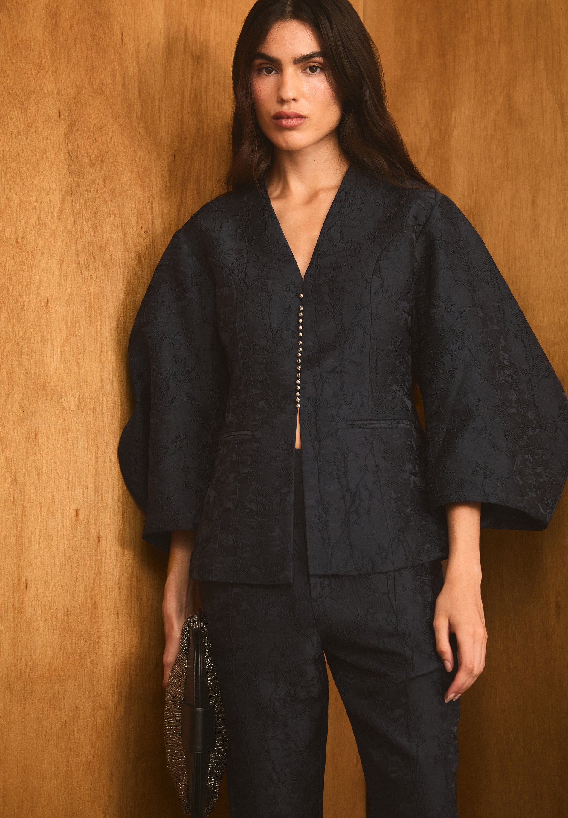 JACQUARD BLAZER WITH VOLUMINOUS SLEEVES