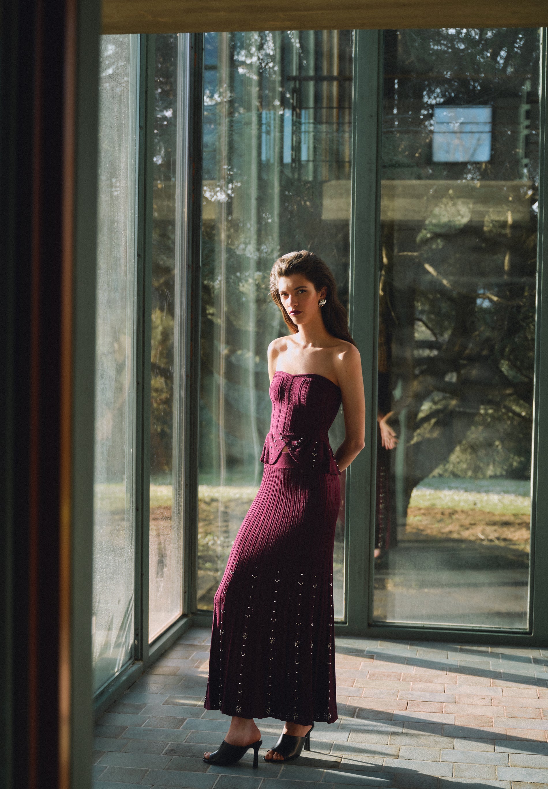 MIDI SKIRT WITH RHINESTONES