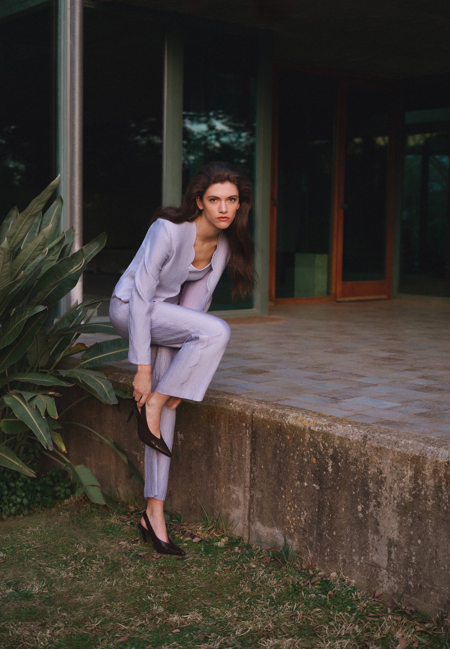 JACQUARD TROUSERS WITH SCALLOPED DETAIL