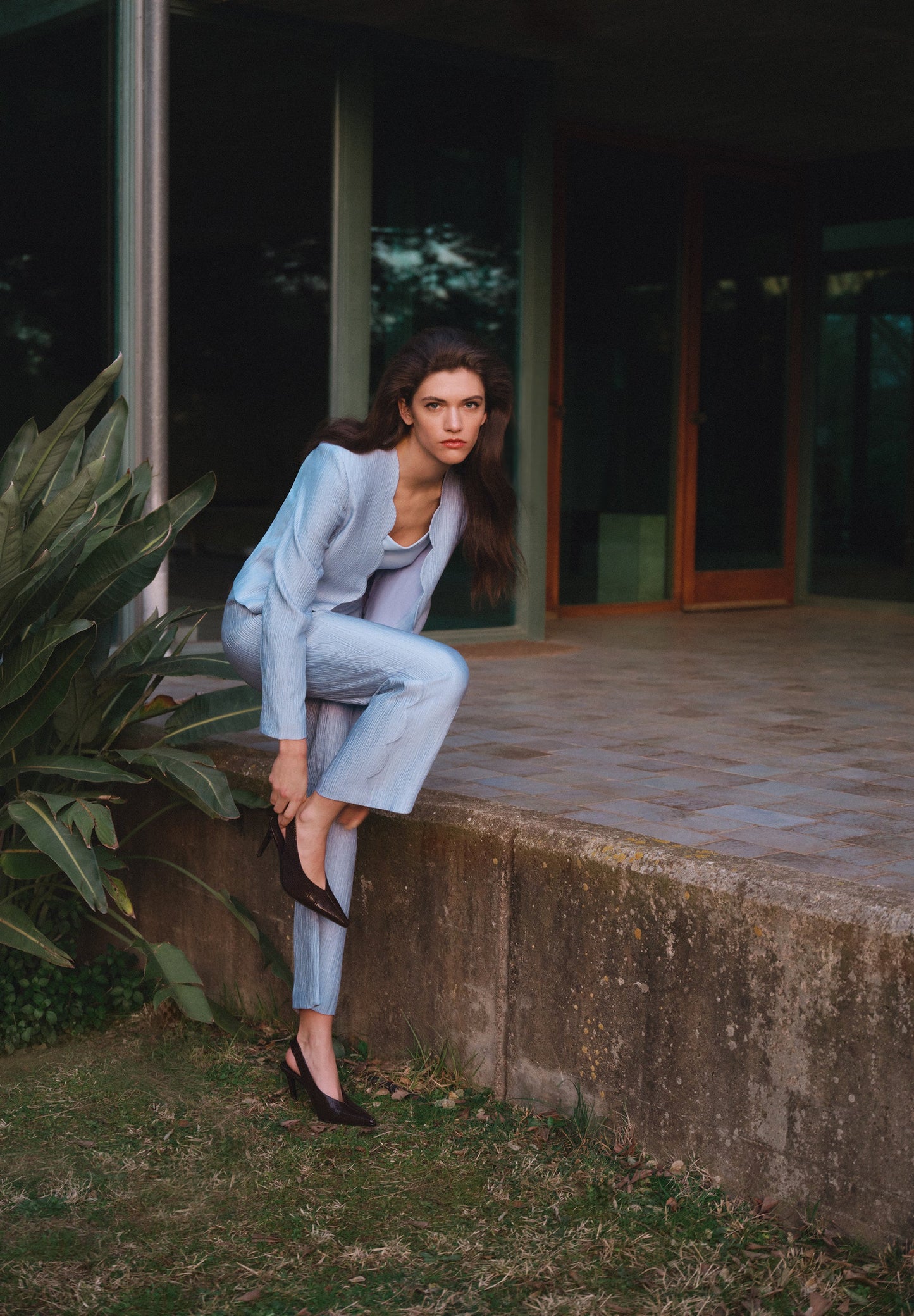 JACQUARD TROUSERS WITH SCALLOPED DETAIL